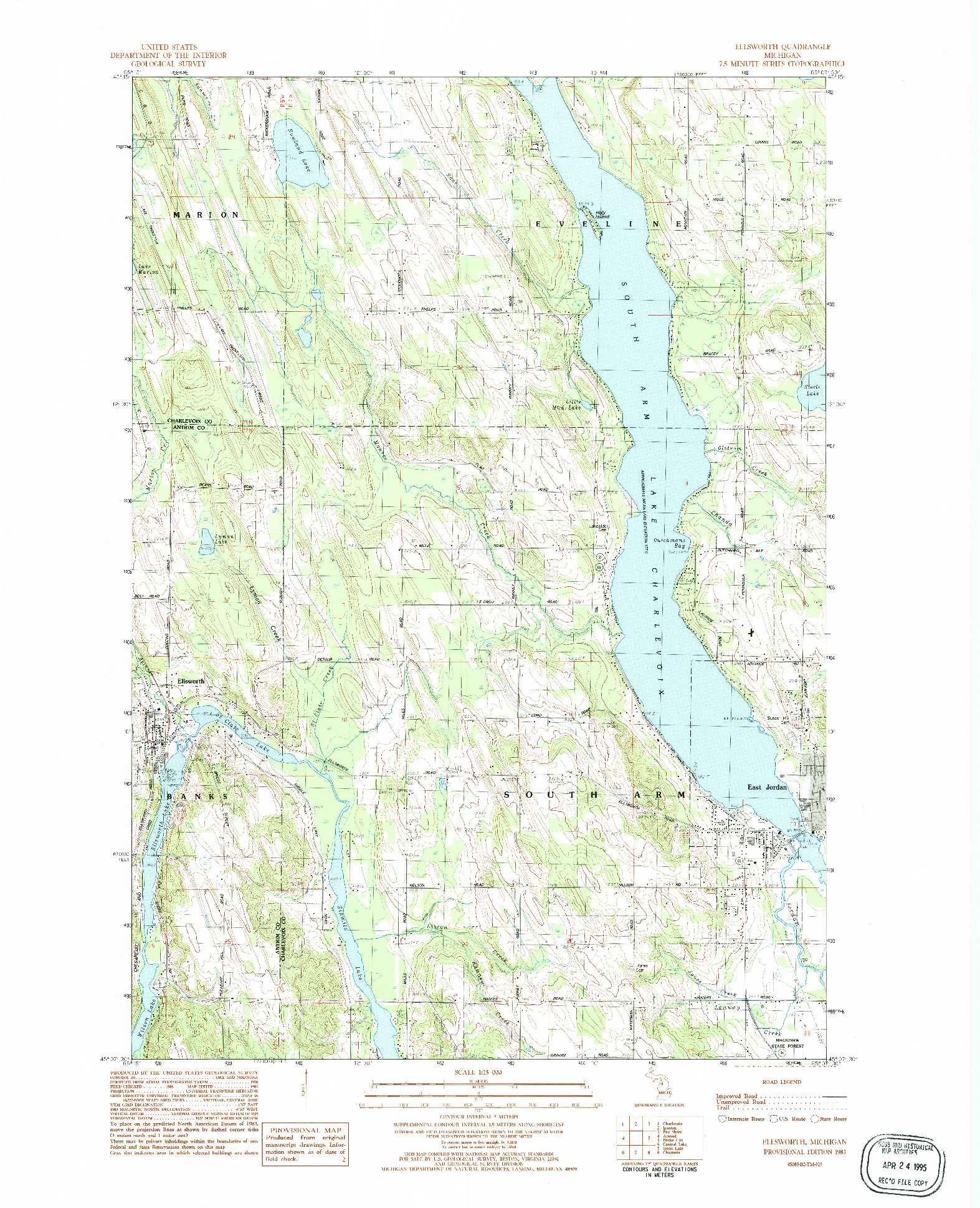 USGS 1:25000-SCALE QUADRANGLE FOR ELLSWORTH, MI 1983