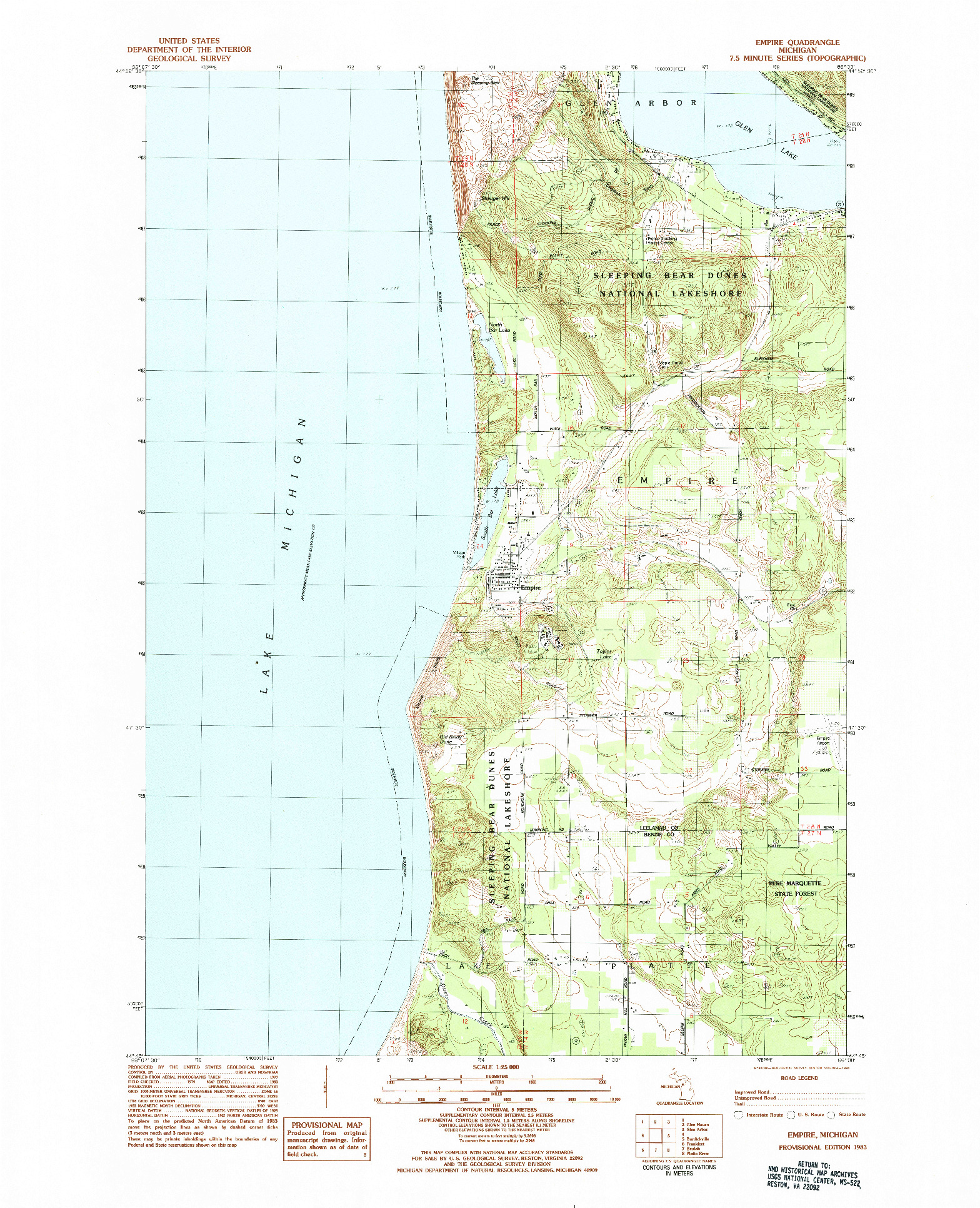 USGS 1:25000-SCALE QUADRANGLE FOR EMPIRE, MI 1983