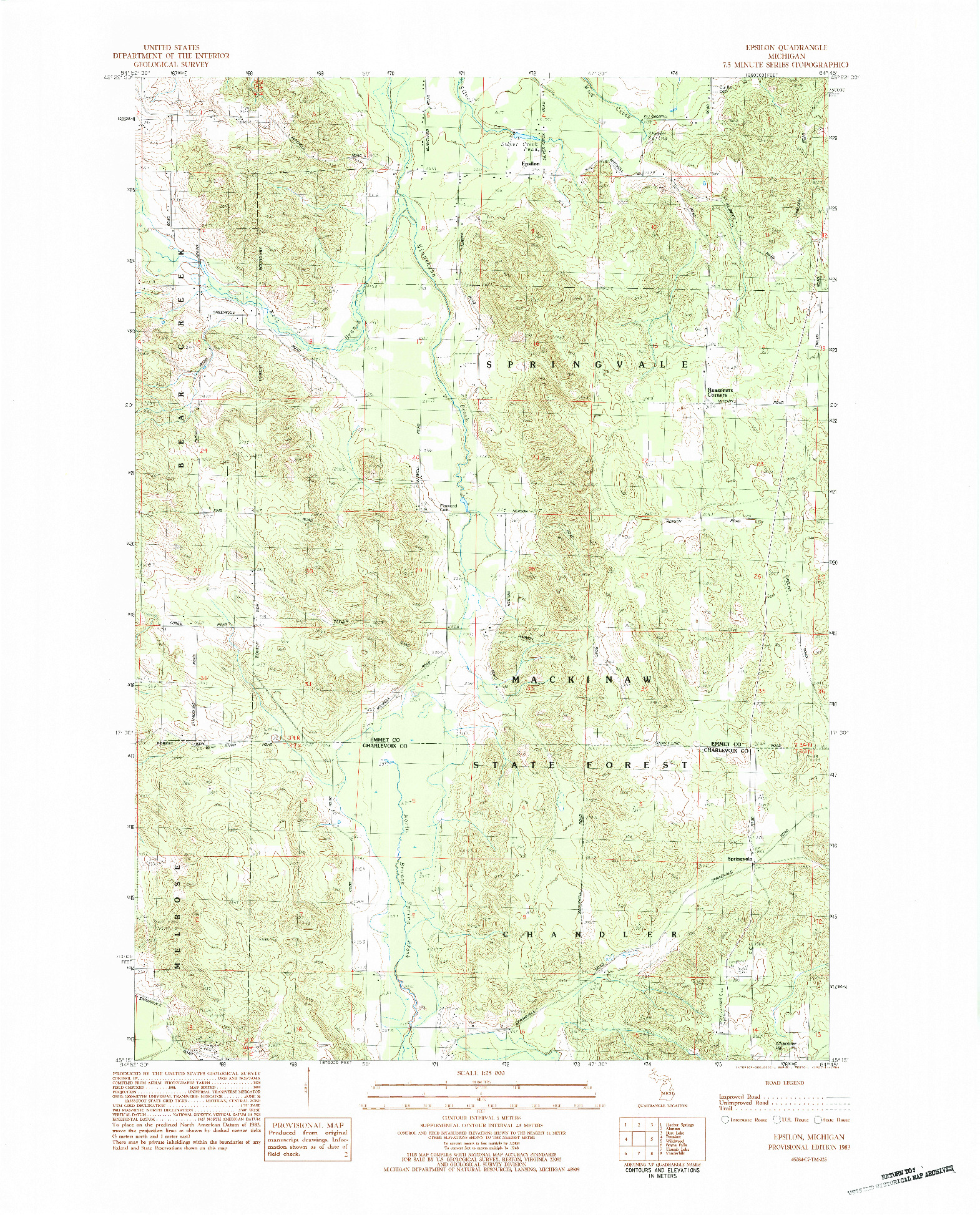 USGS 1:25000-SCALE QUADRANGLE FOR EPSILON, MI 1983