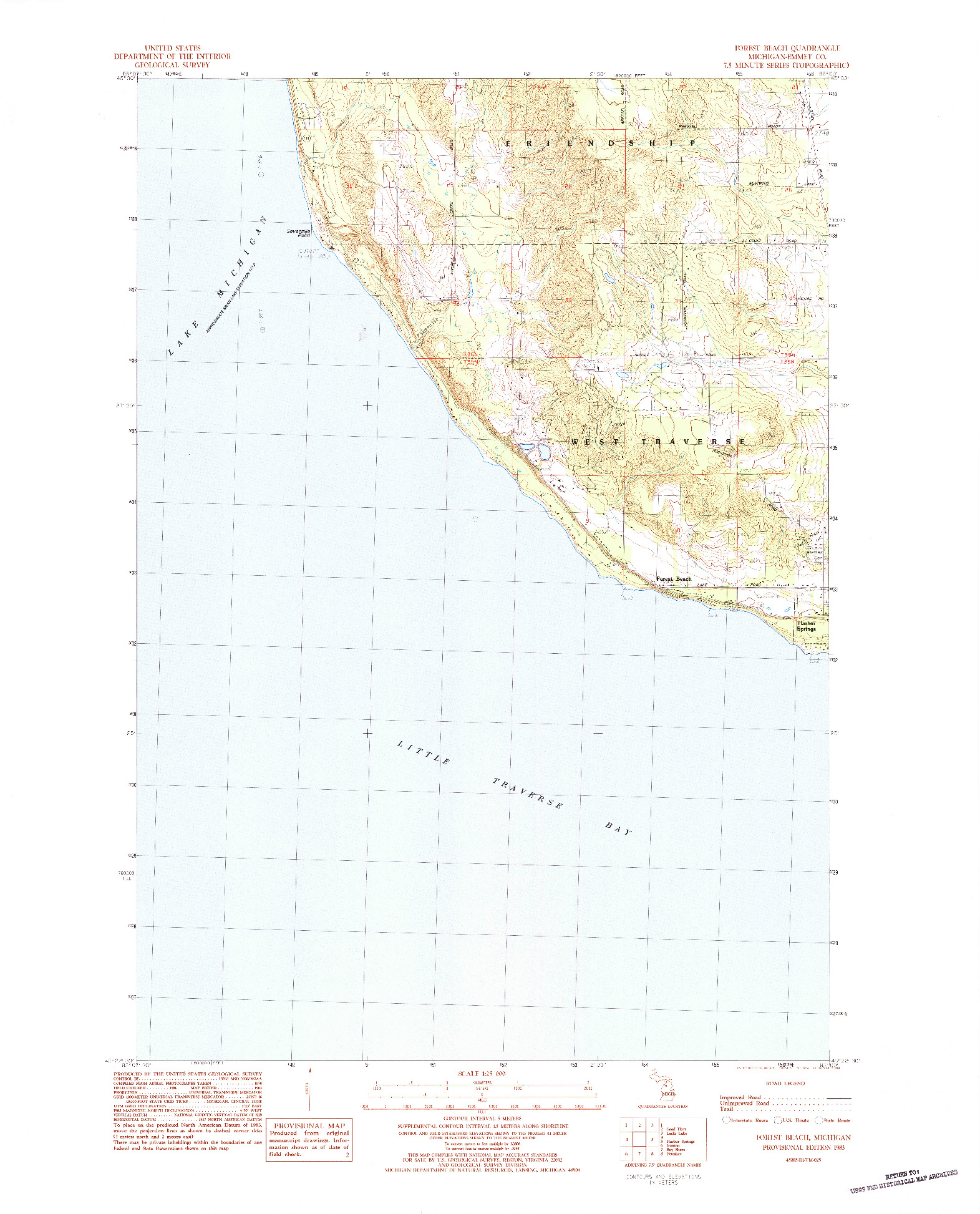 USGS 1:25000-SCALE QUADRANGLE FOR FOREST BEACH, MI 1983