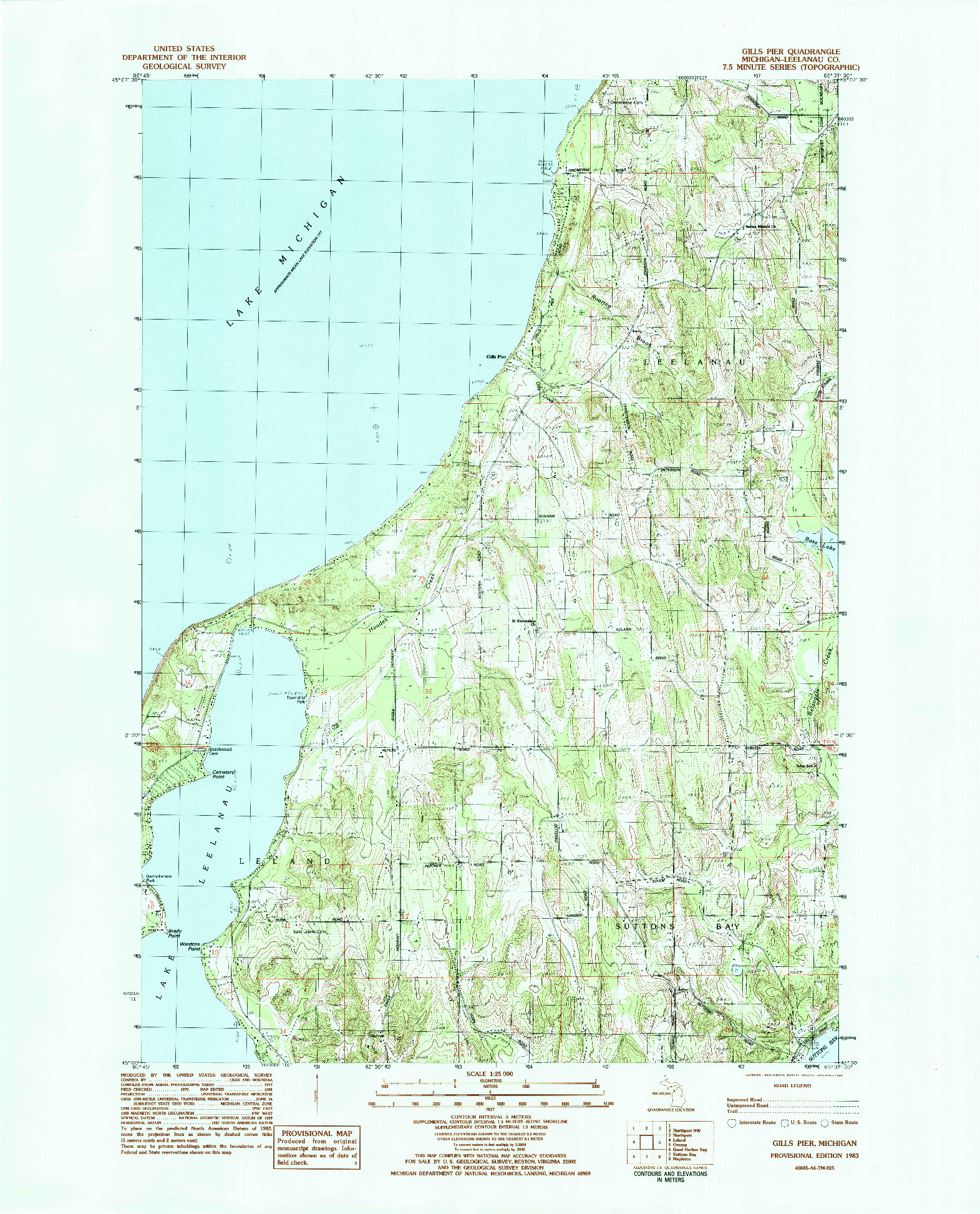 USGS 1:25000-SCALE QUADRANGLE FOR GILLS PIER, MI 1983