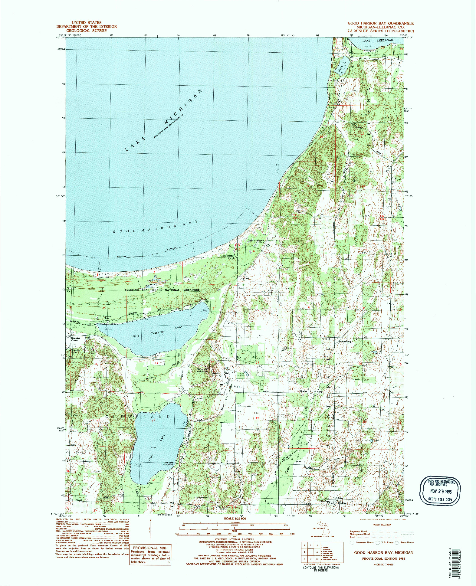 USGS 1:25000-SCALE QUADRANGLE FOR GOOD HARBOR BAY, MI 1983