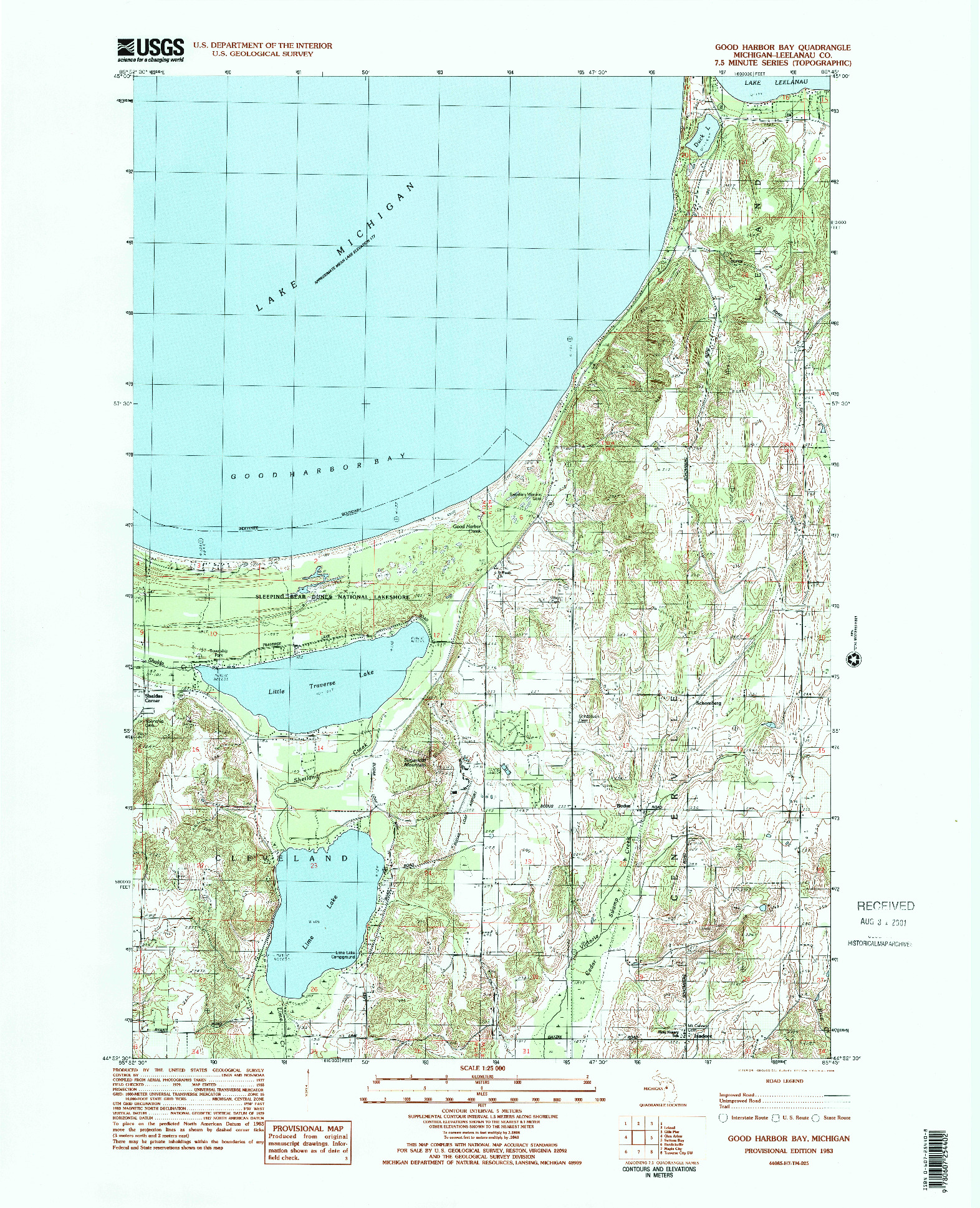 USGS 1:25000-SCALE QUADRANGLE FOR GOOD HARBOR BAY, MI 1983