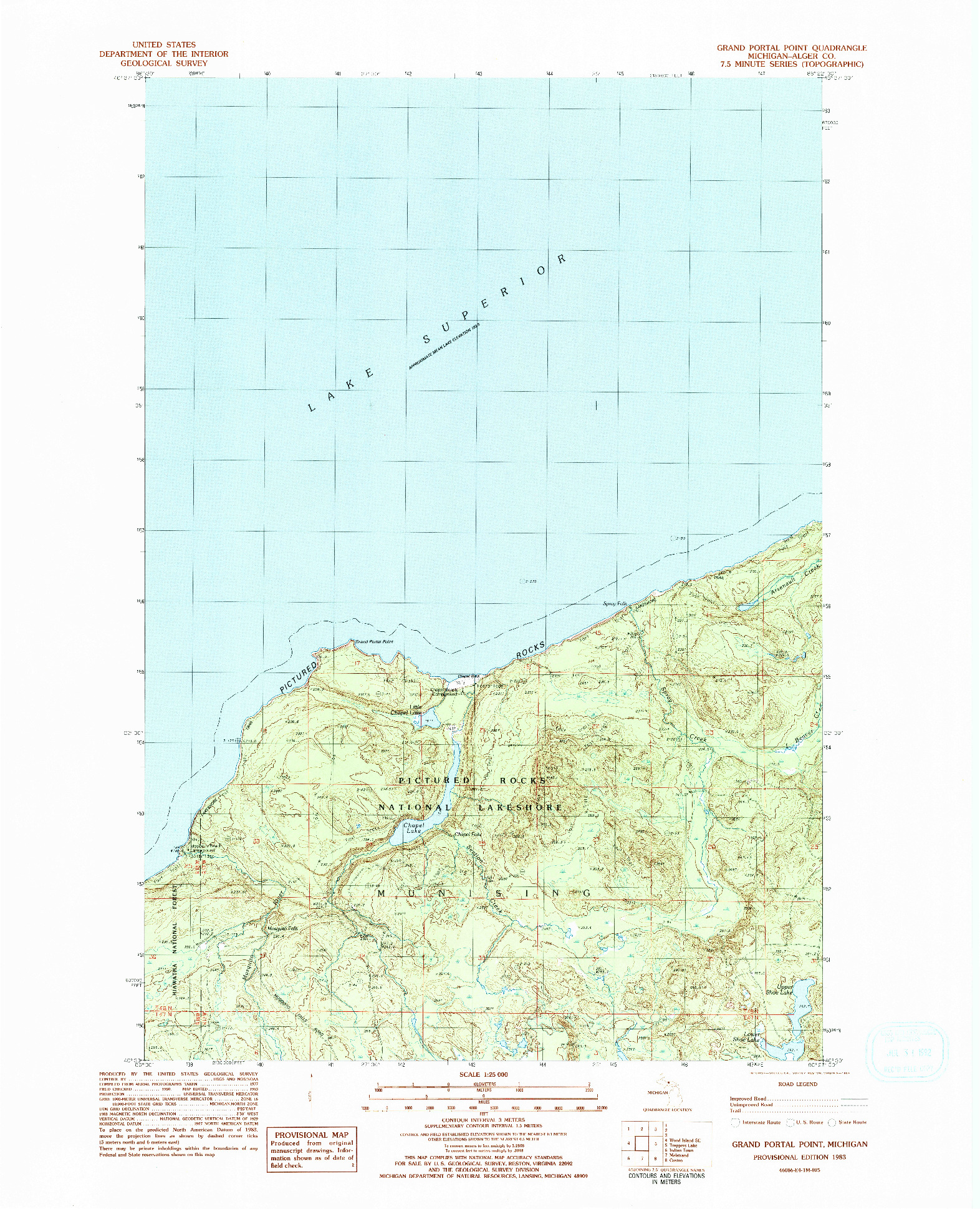 USGS 1:25000-SCALE QUADRANGLE FOR GRAND PORTAL POINT, MI 1983