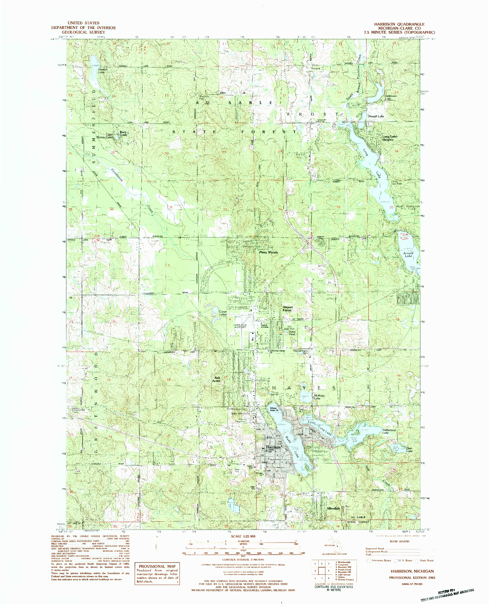USGS 1:25000-SCALE QUADRANGLE FOR HARRISON, MI 1983