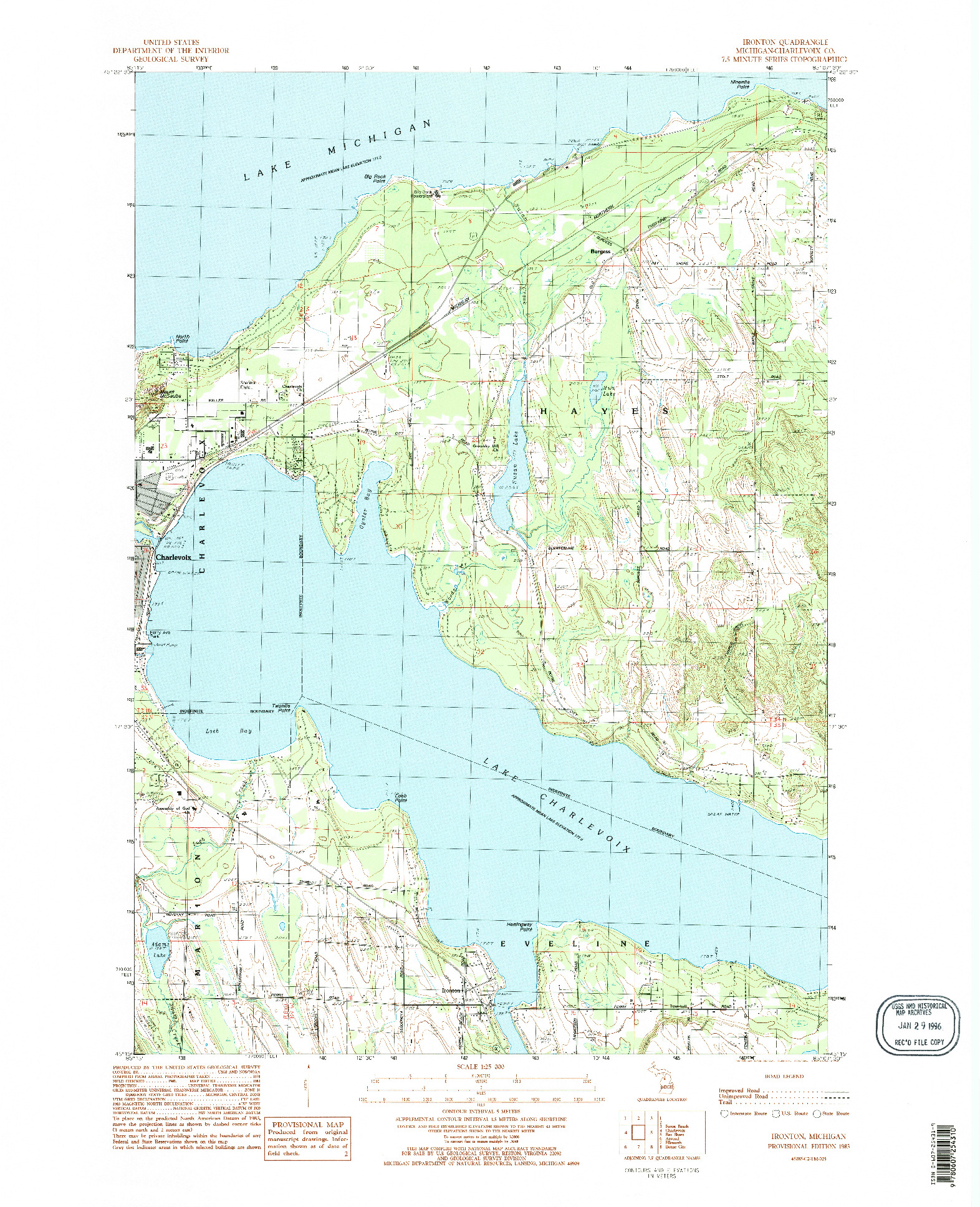 USGS 1:25000-SCALE QUADRANGLE FOR IRONTON, MI 1983