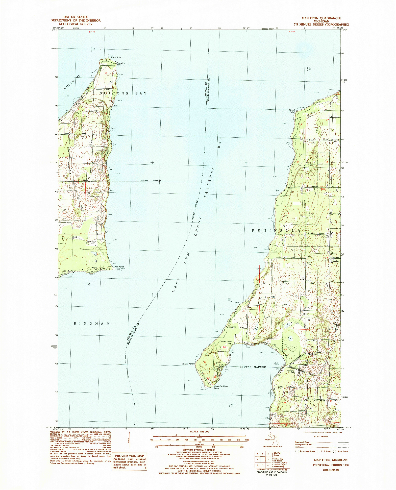 USGS 1:25000-SCALE QUADRANGLE FOR MAPLETON, MI 1983