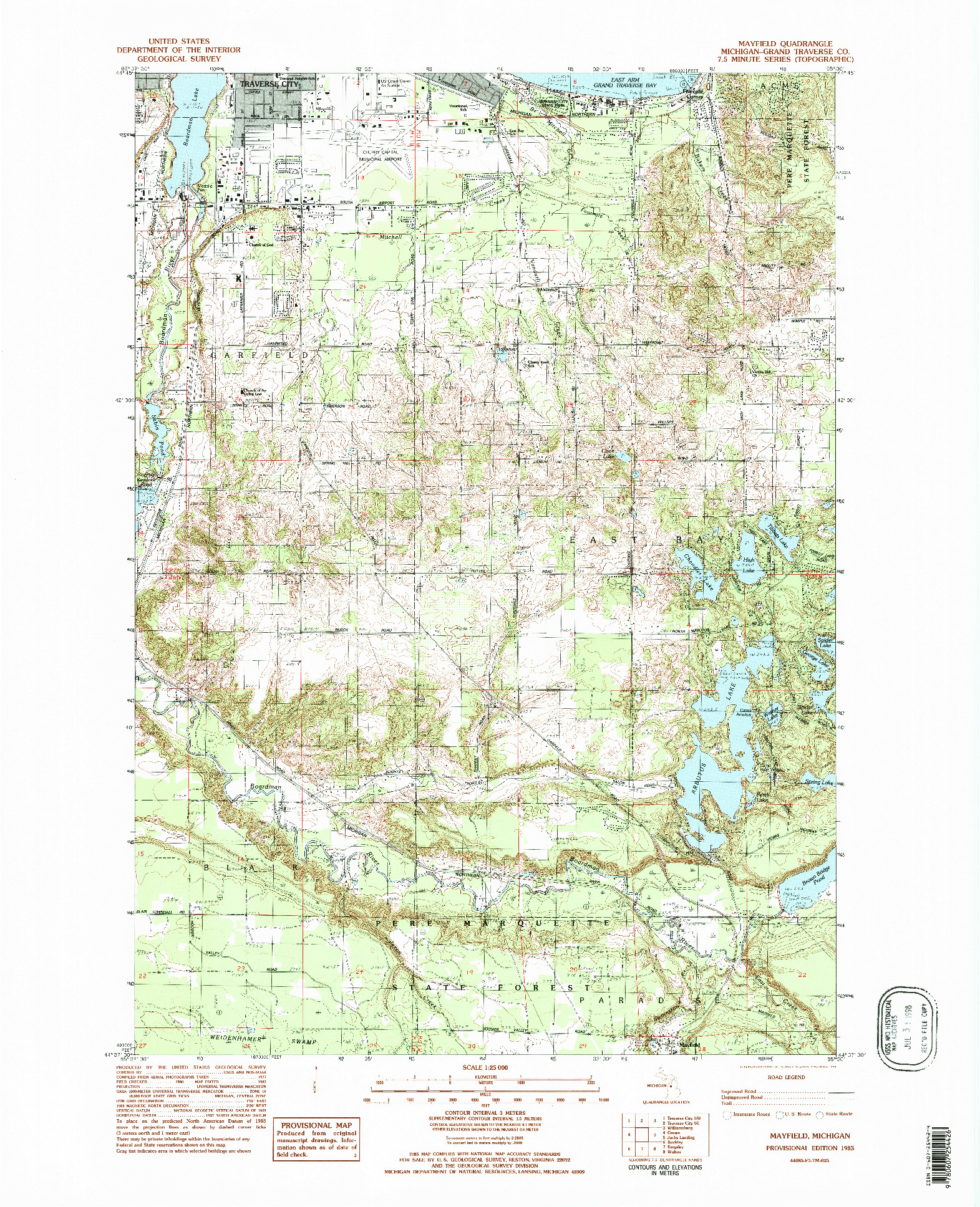 USGS 1:25000-SCALE QUADRANGLE FOR MAYFIELD, MI 1983