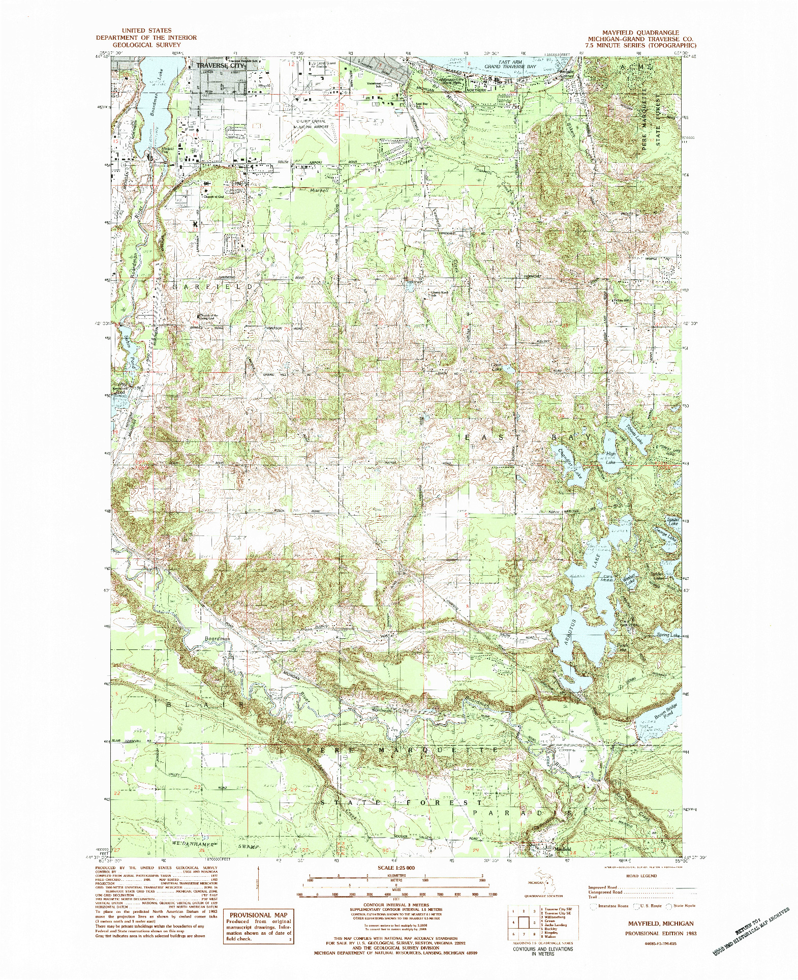 USGS 1:25000-SCALE QUADRANGLE FOR MAYFIELD, MI 1983
