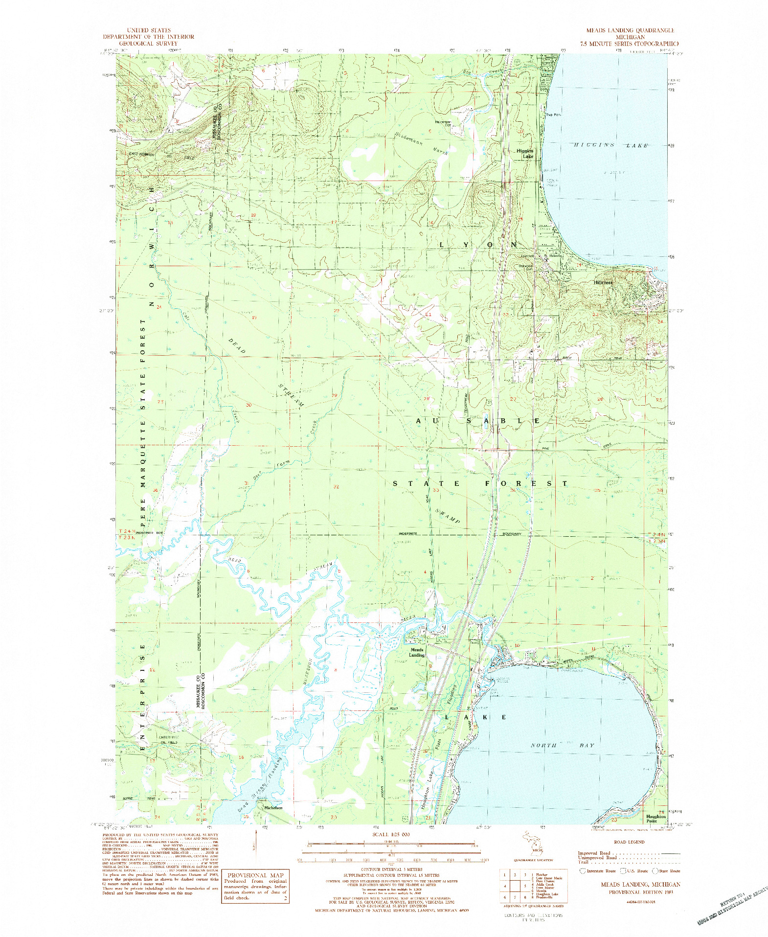USGS 1:25000-SCALE QUADRANGLE FOR MEADS LANDING, MI 1983
