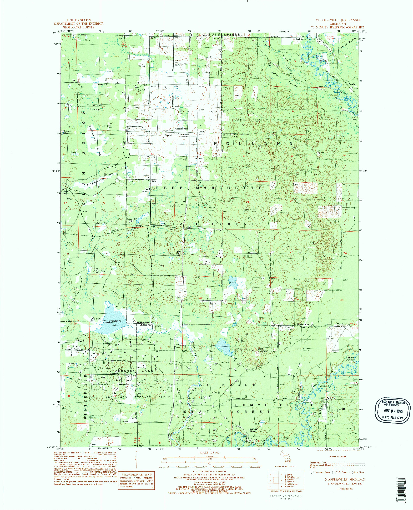 USGS 1:25000-SCALE QUADRANGLE FOR MODDERSVILLE, MI 1983