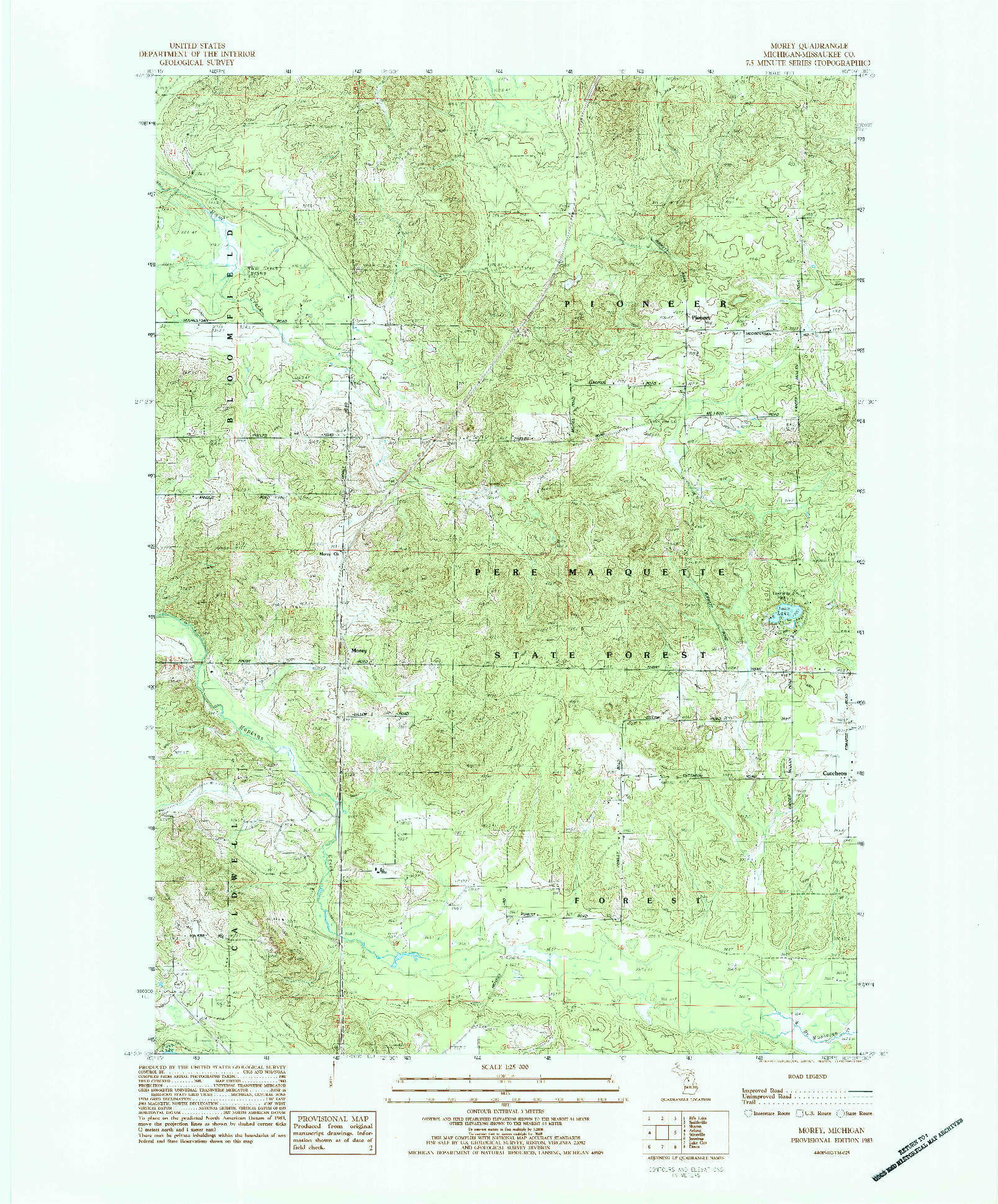 USGS 1:25000-SCALE QUADRANGLE FOR MOREY, MI 1983