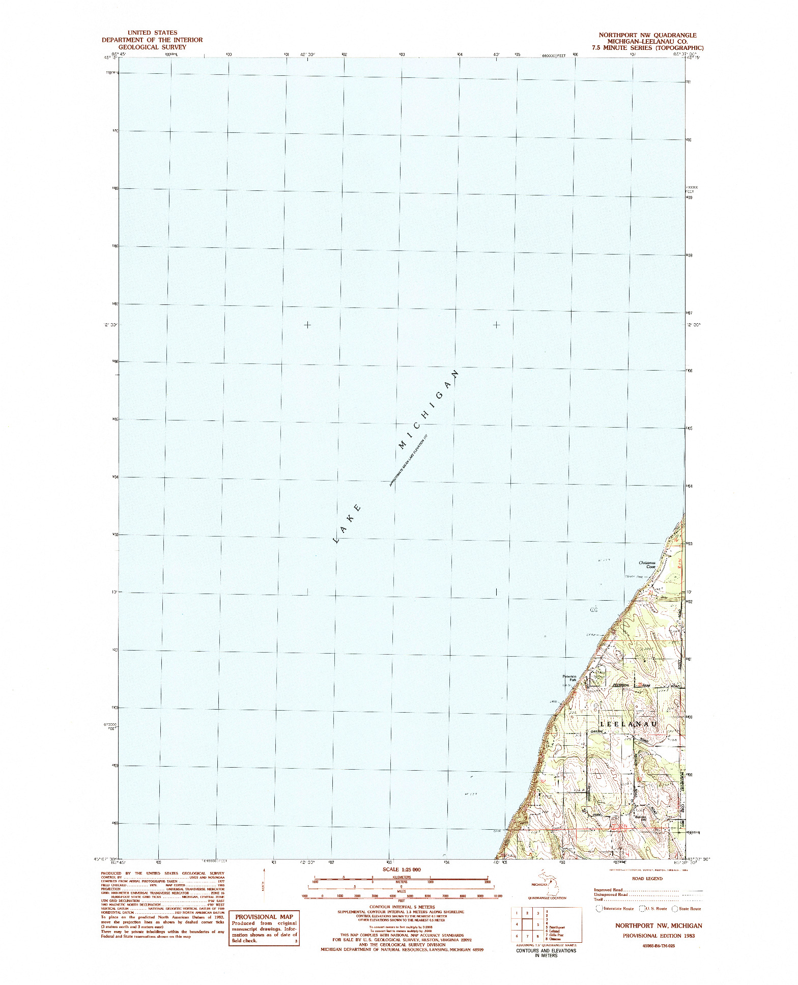 USGS 1:25000-SCALE QUADRANGLE FOR NORTHPORT NW, MI 1983