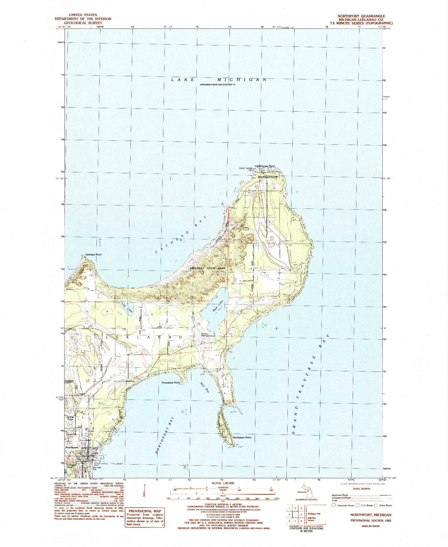 USGS 1:25000-SCALE QUADRANGLE FOR NORTHPORT, MI 1983