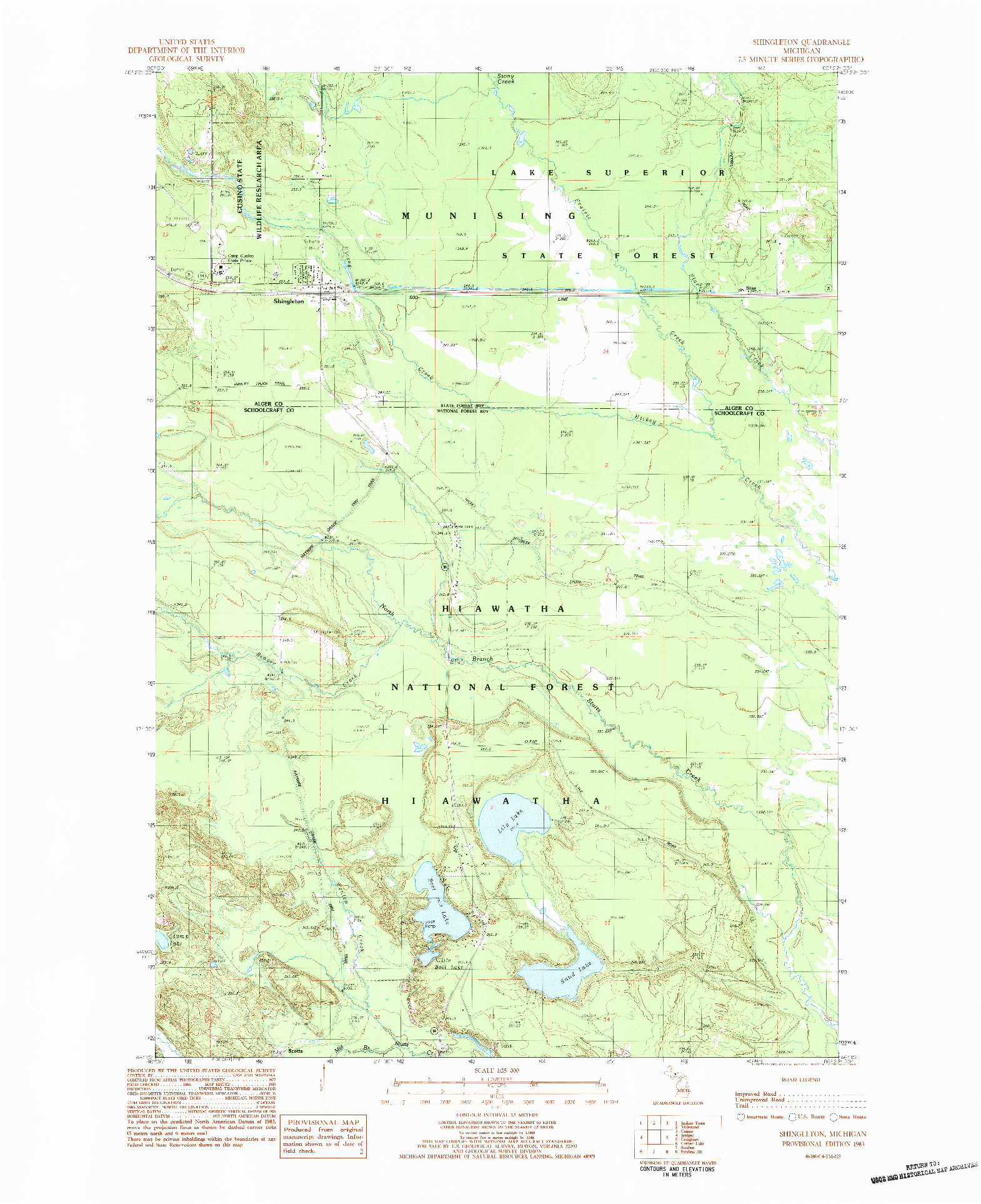 USGS 1:25000-SCALE QUADRANGLE FOR SHINGLETON, MI 1983