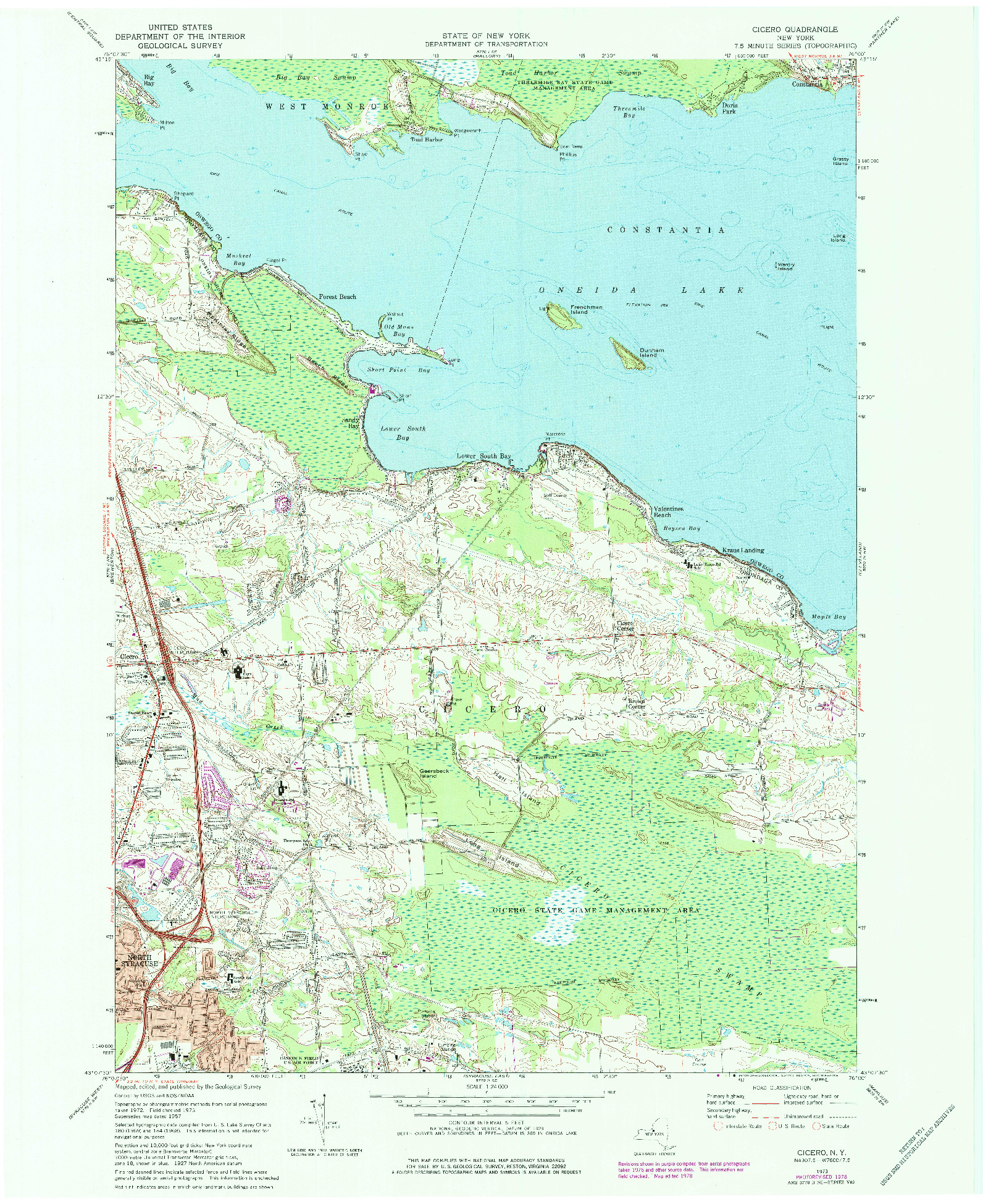 USGS 1:24000-SCALE QUADRANGLE FOR CICERO, NY 1973