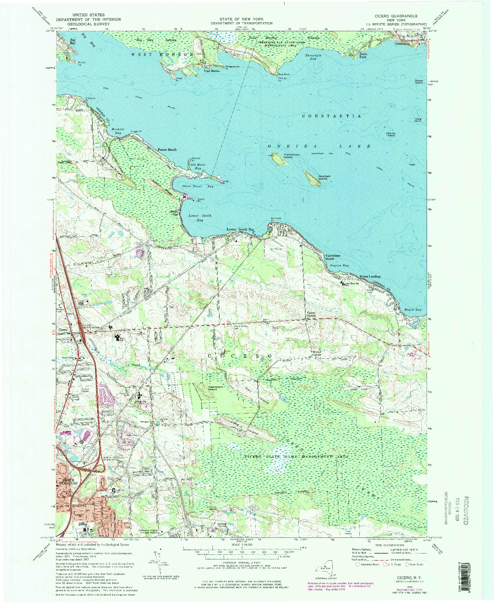 USGS 1:24000-SCALE QUADRANGLE FOR CICERO, NY 1973