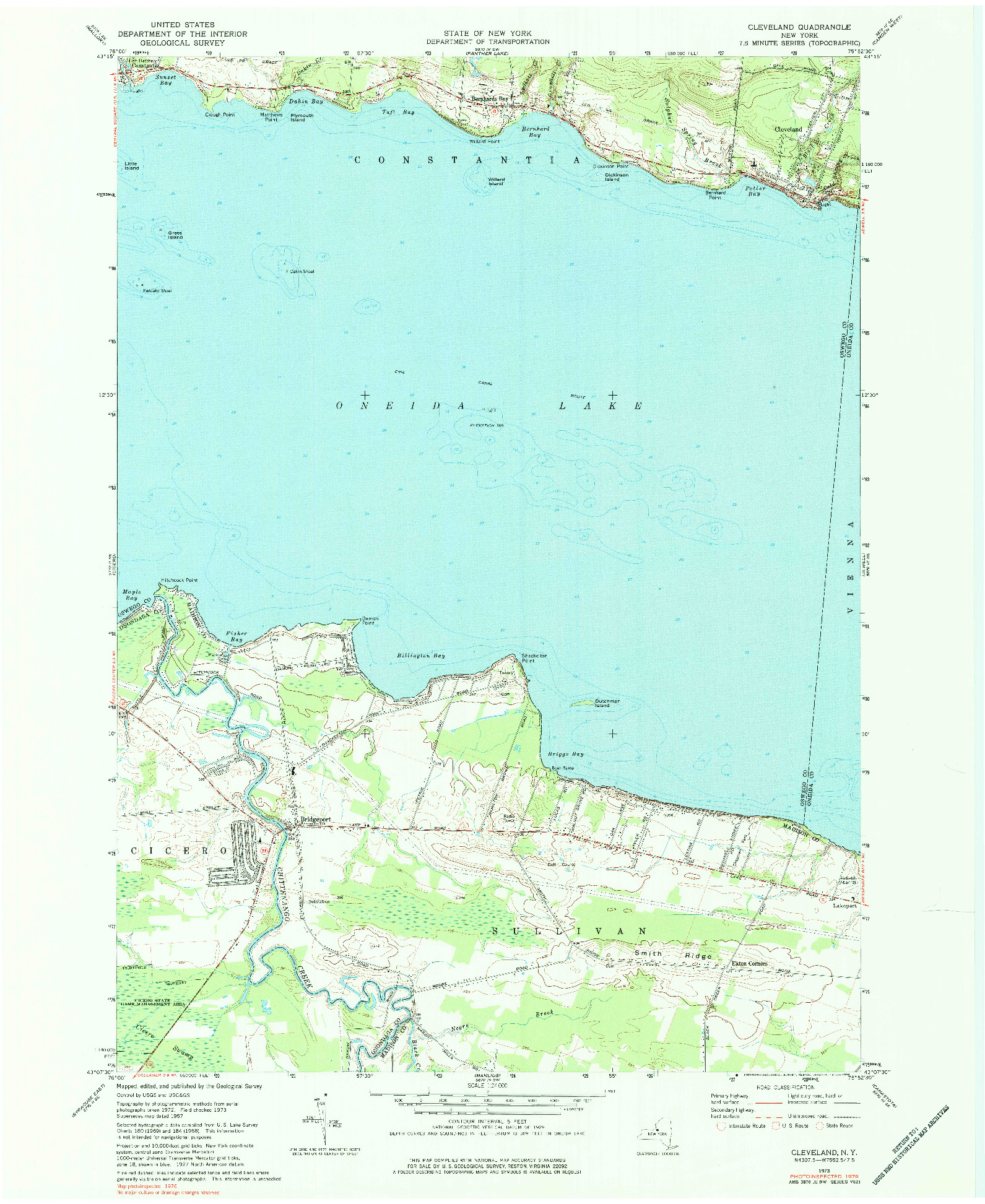 USGS 1:24000-SCALE QUADRANGLE FOR CLEVELAND, NY 1973