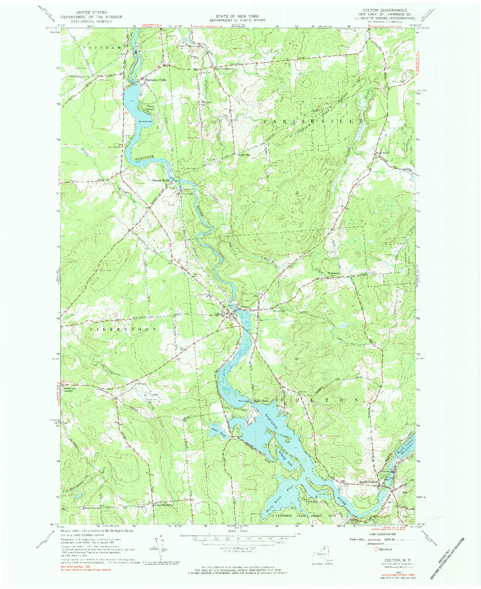 USGS 1:24000-SCALE QUADRANGLE FOR COLTON, NY 1964
