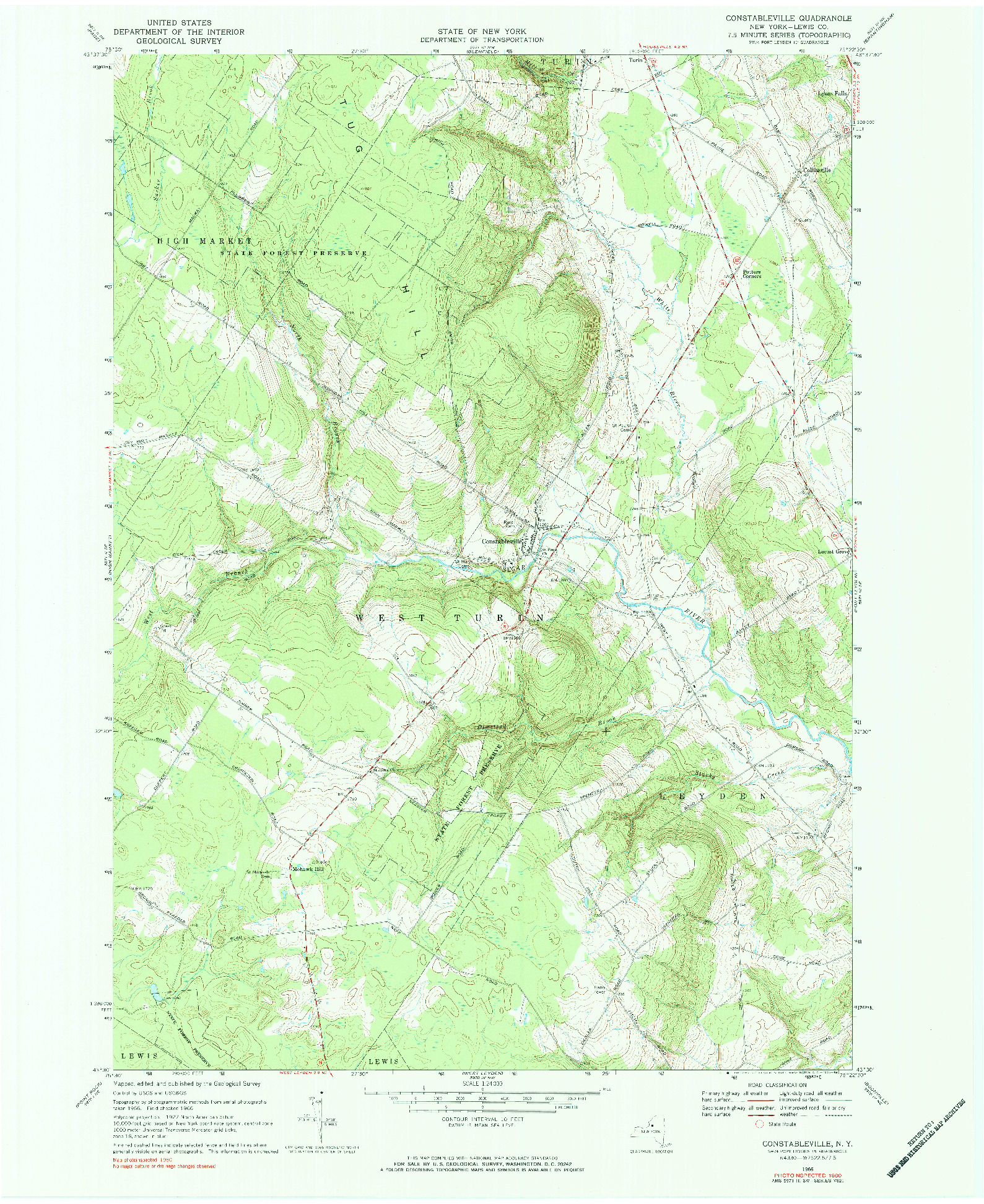 USGS 1:24000-SCALE QUADRANGLE FOR CONSTABLEVILLE, NY 1966