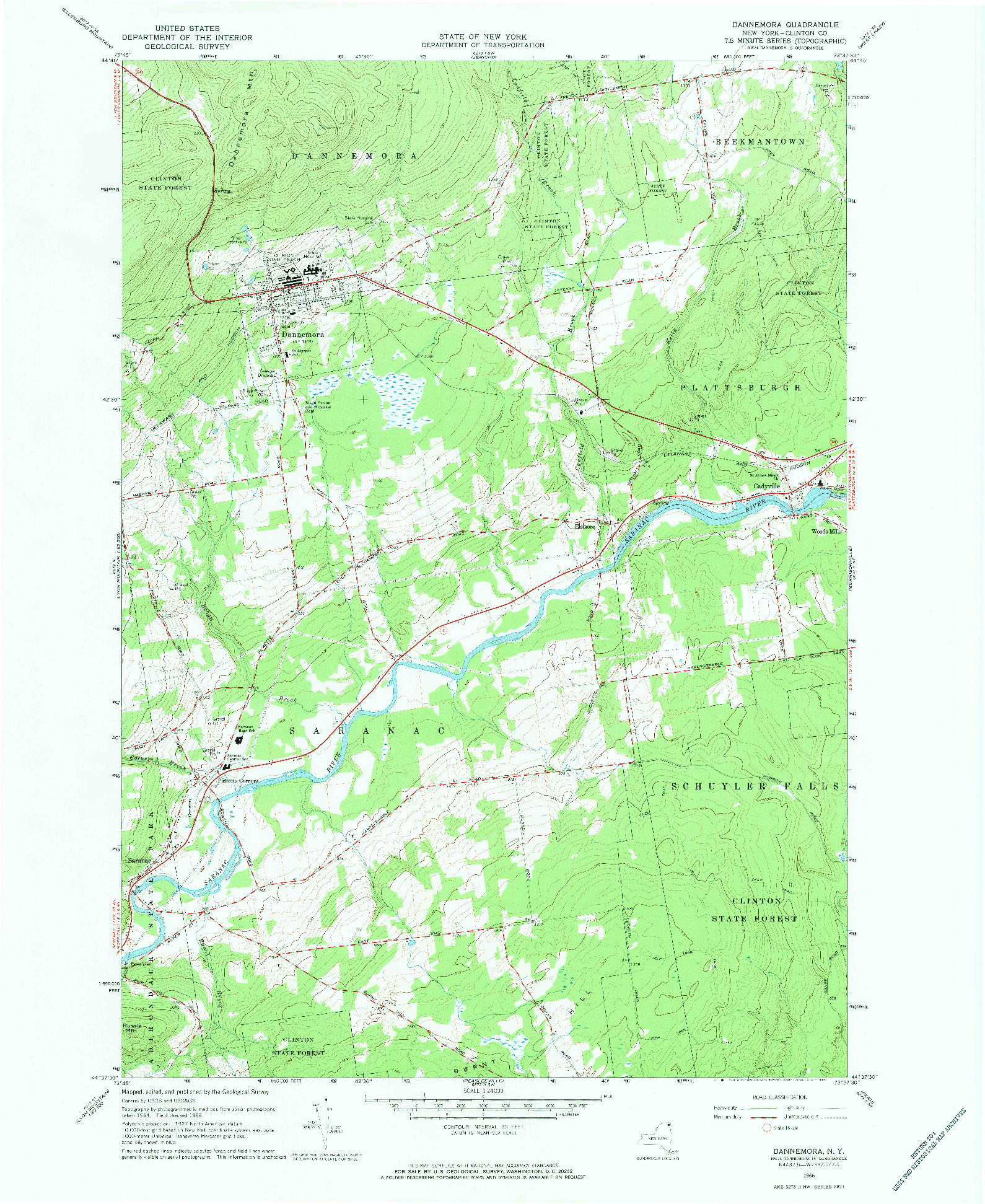 USGS 1:24000-SCALE QUADRANGLE FOR DANNEMORA, NY 1966