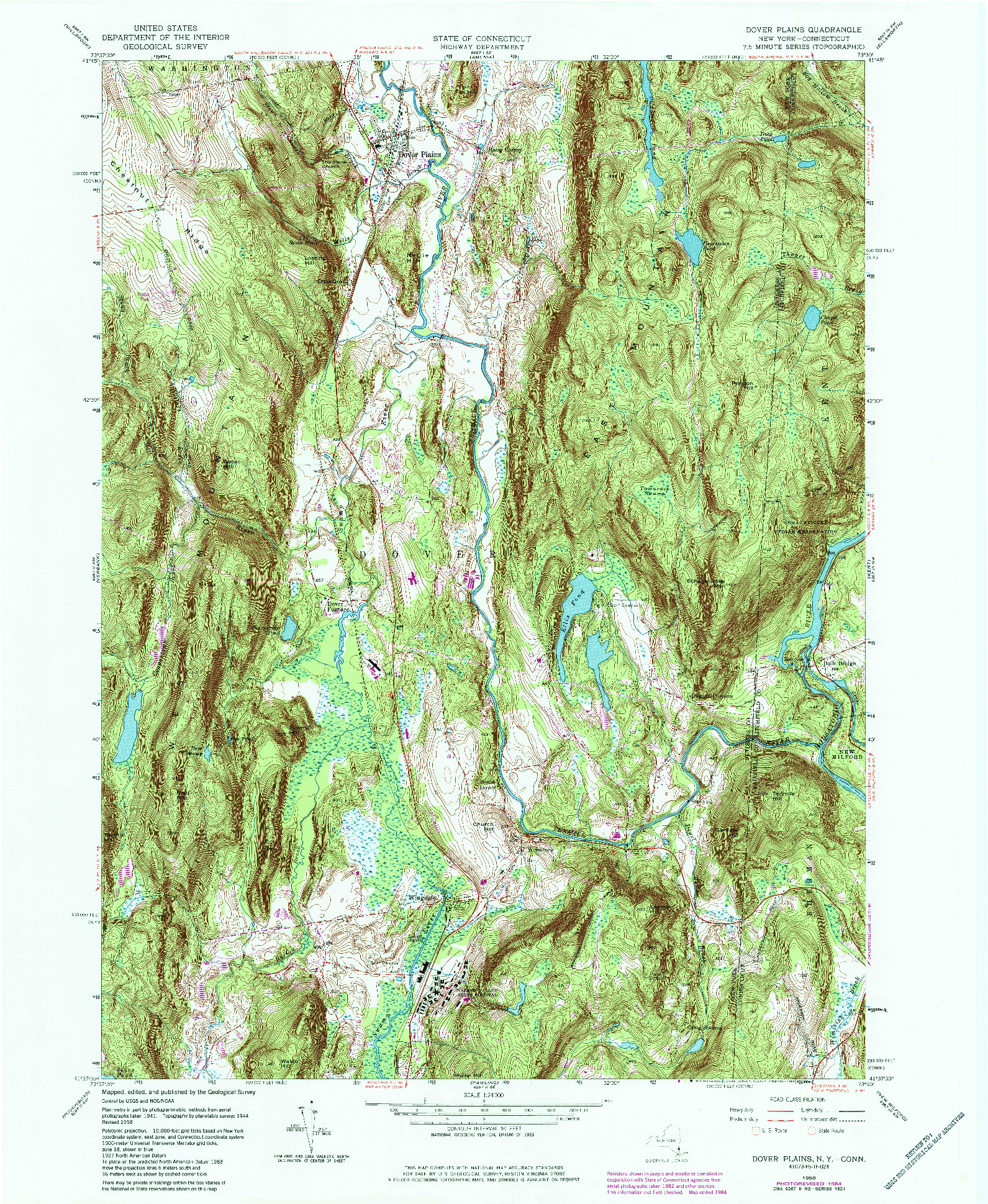 USGS 1:24000-SCALE QUADRANGLE FOR DOVER PLAINS, NY 1958