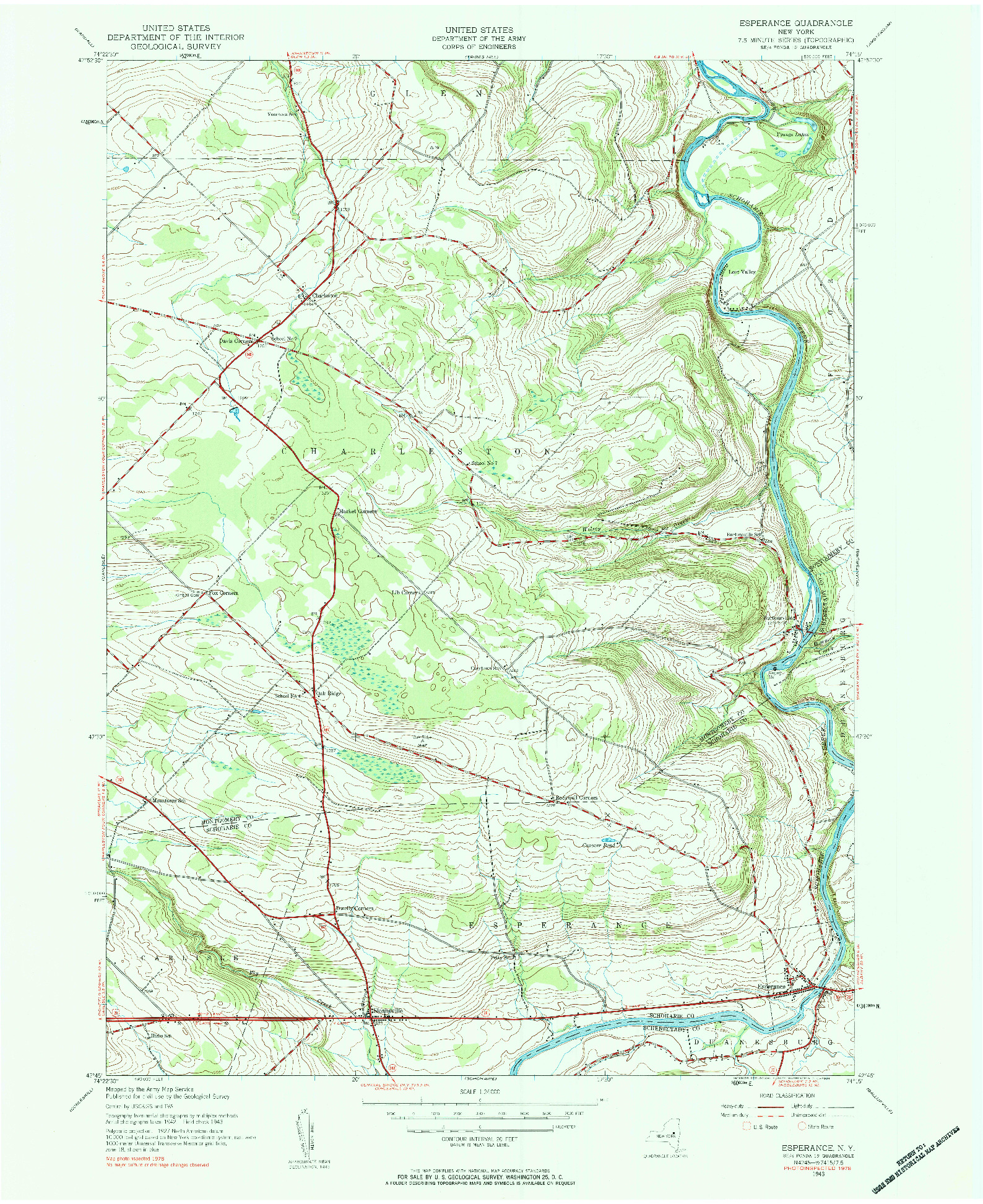 USGS 1:24000-SCALE QUADRANGLE FOR ESPERANCE, NY 1943