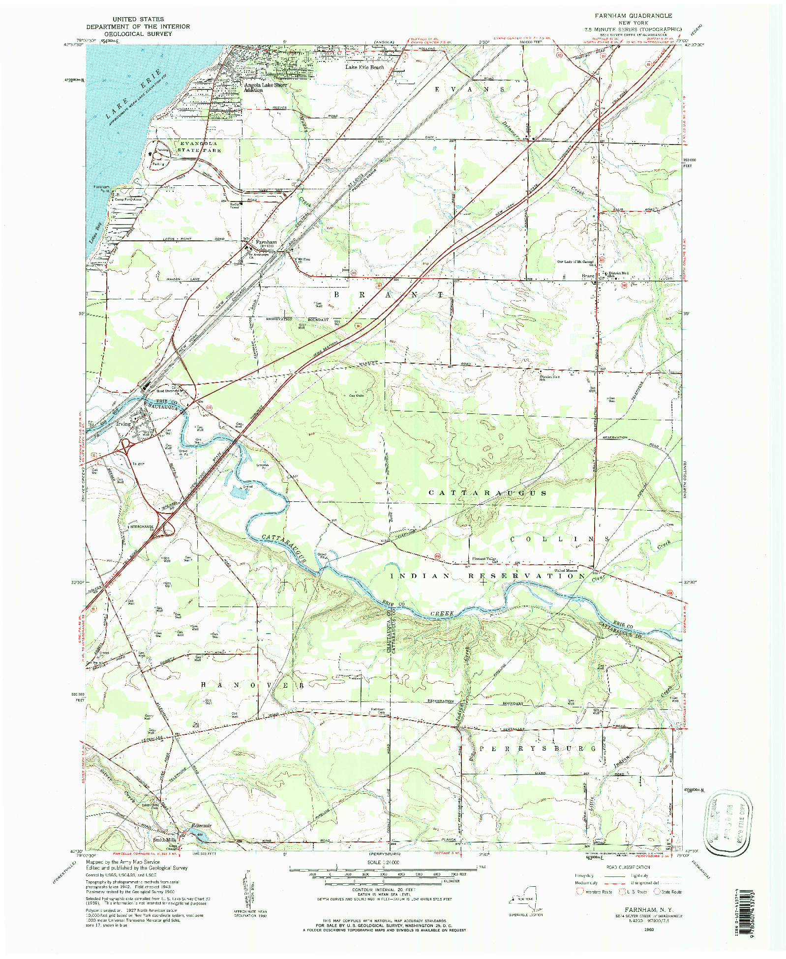 USGS 1:24000-SCALE QUADRANGLE FOR FARNHAM, NY 1960