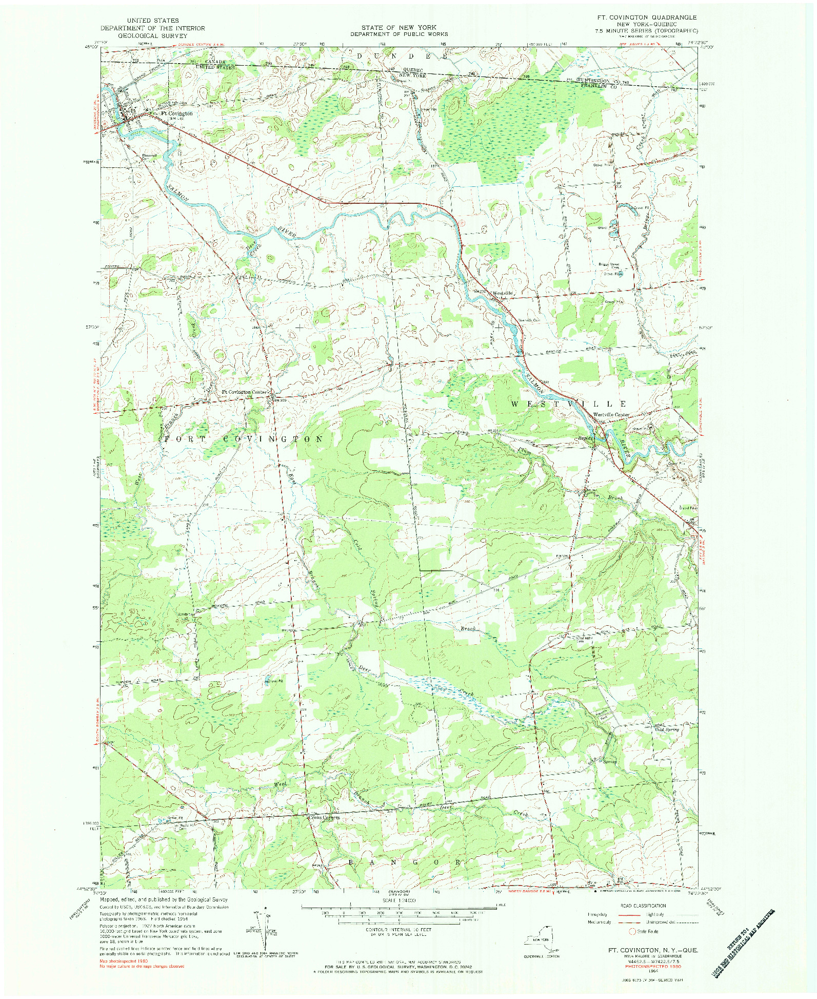 USGS 1:24000-SCALE QUADRANGLE FOR FT. COVINGTON, NY 1964