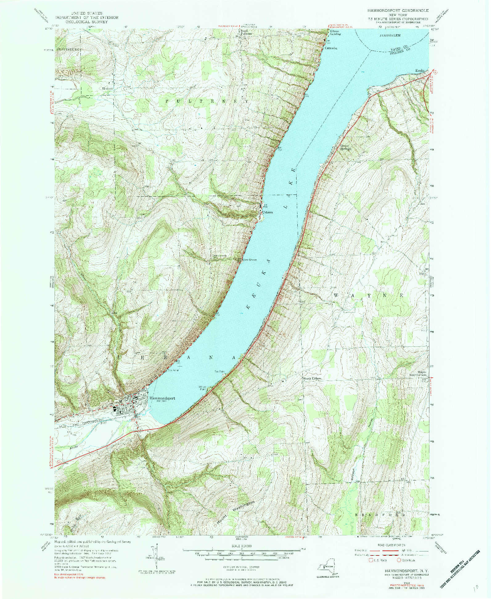 USGS 1:24000-SCALE QUADRANGLE FOR HAMMONDSPORT, NY 1953