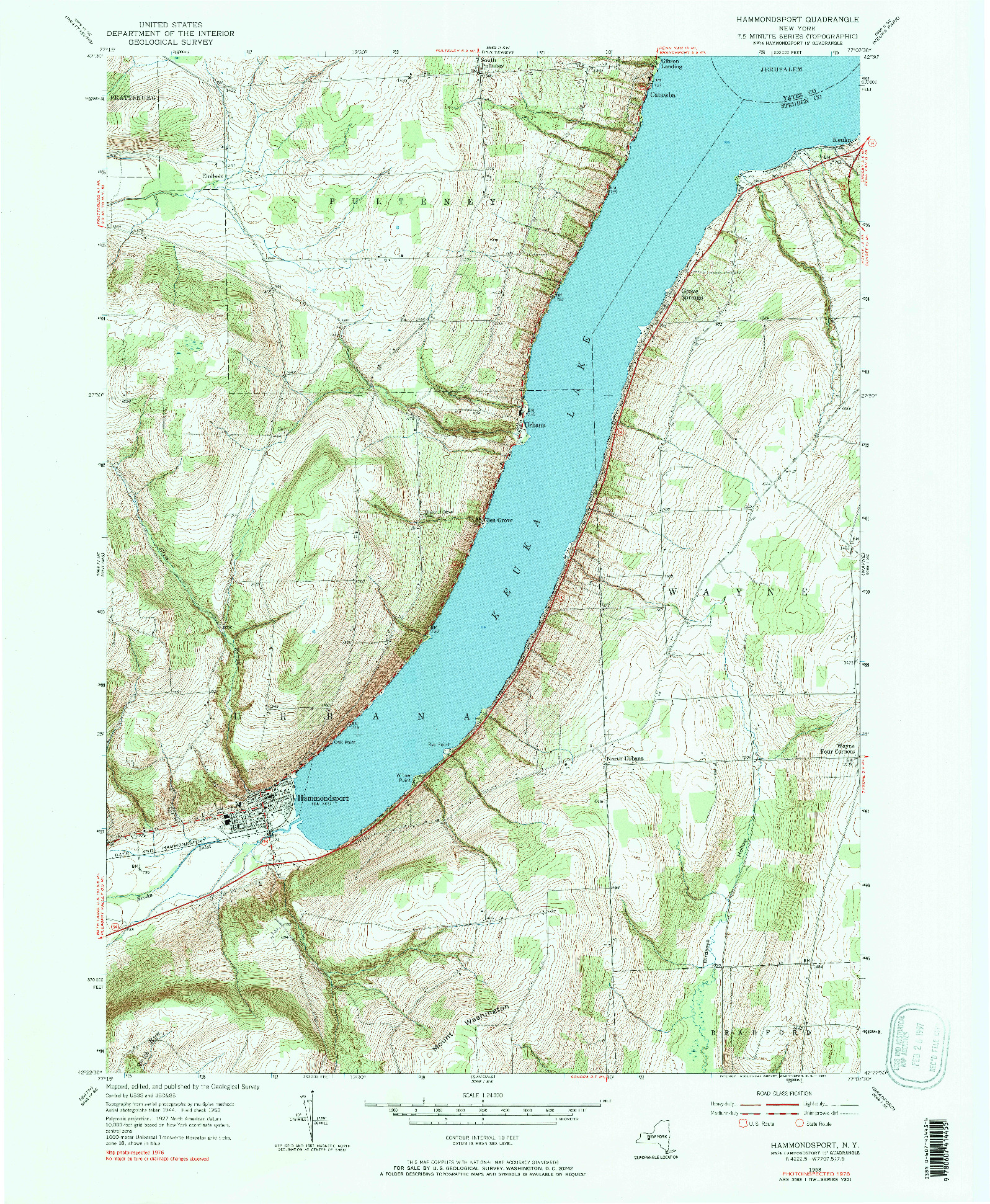 USGS 1:24000-SCALE QUADRANGLE FOR HAMMONDSPORT, NY 1953