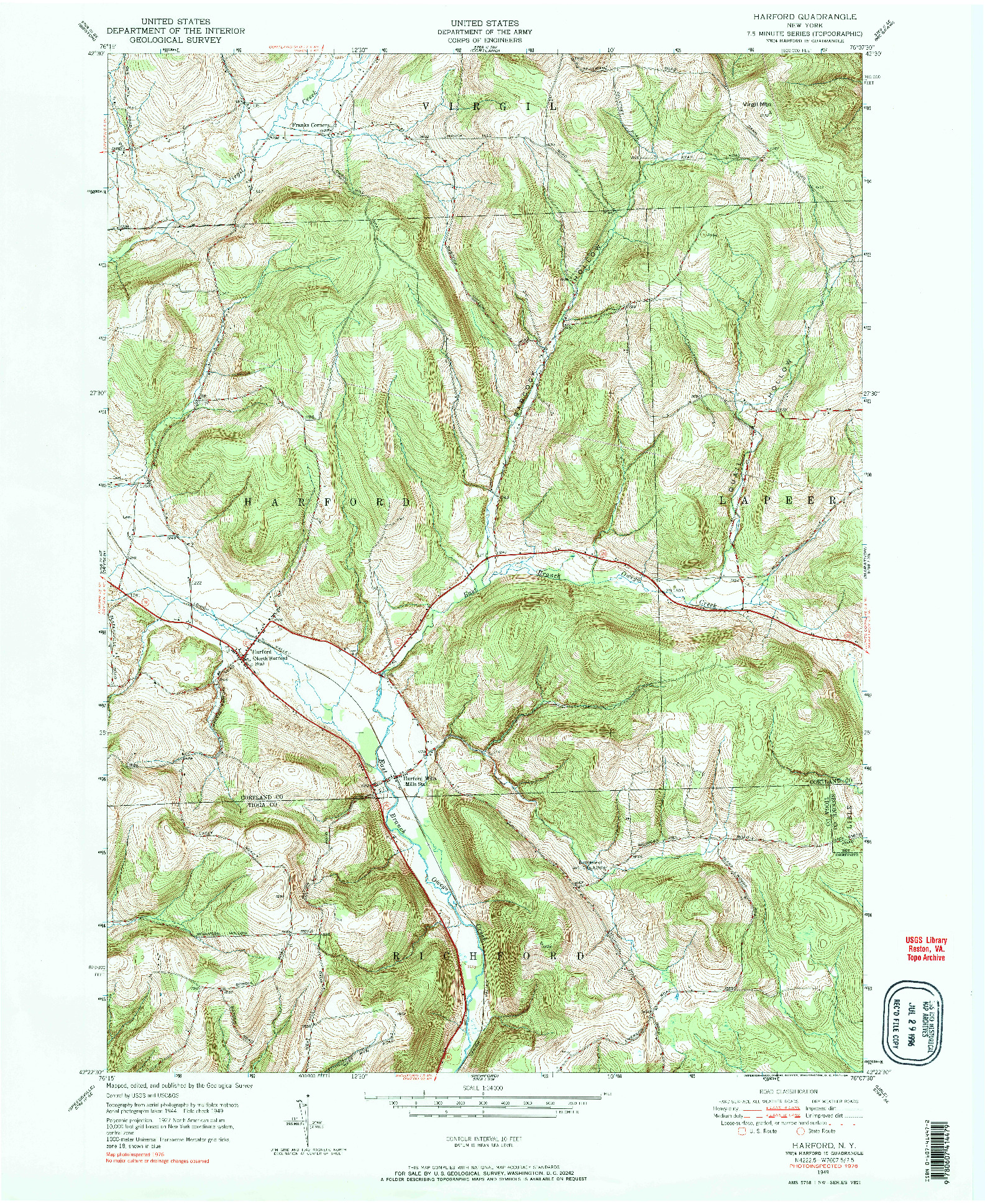 USGS 1:24000-SCALE QUADRANGLE FOR HARFORD, NY 1976