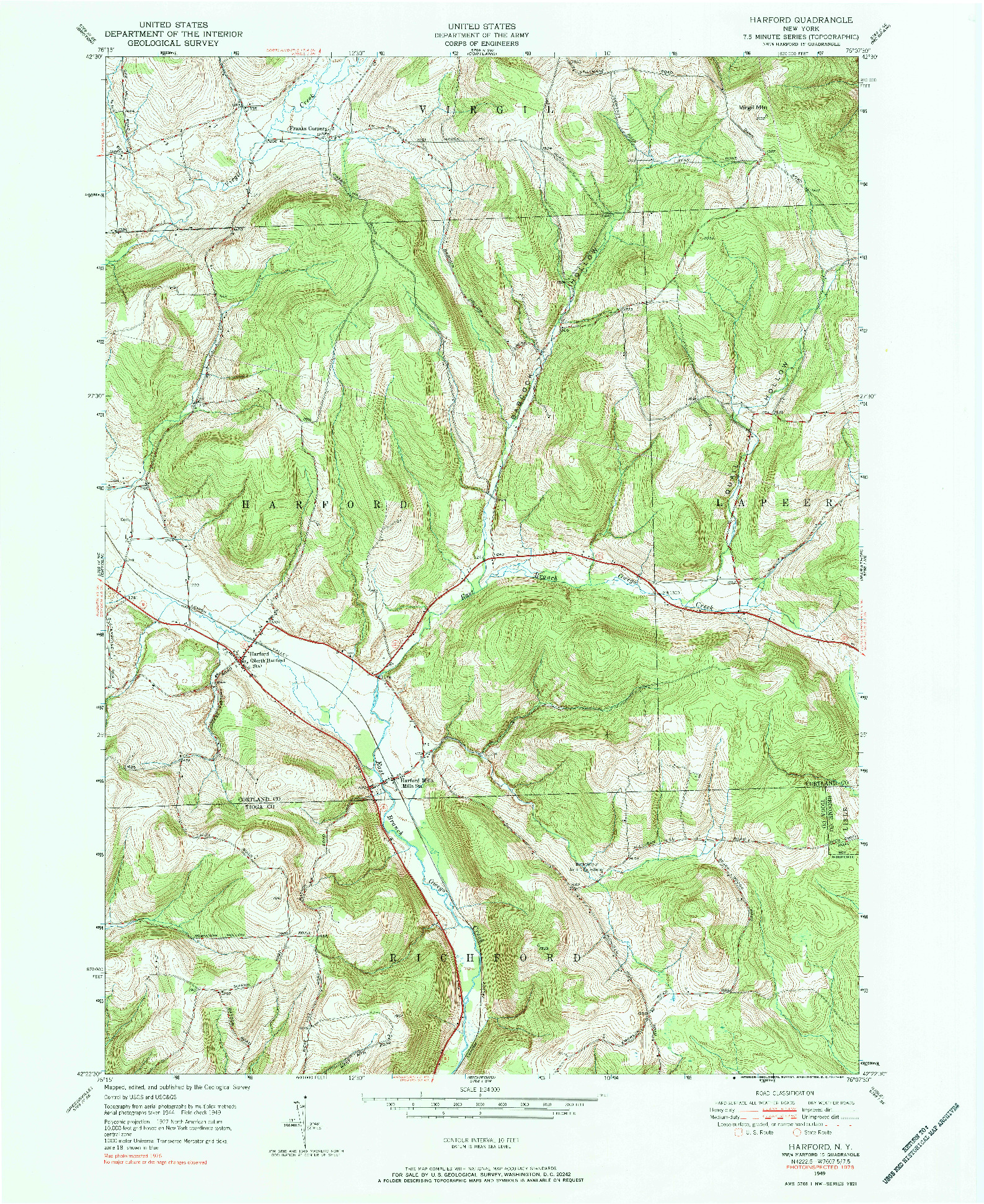 USGS 1:24000-SCALE QUADRANGLE FOR HARFORD, NY 1976