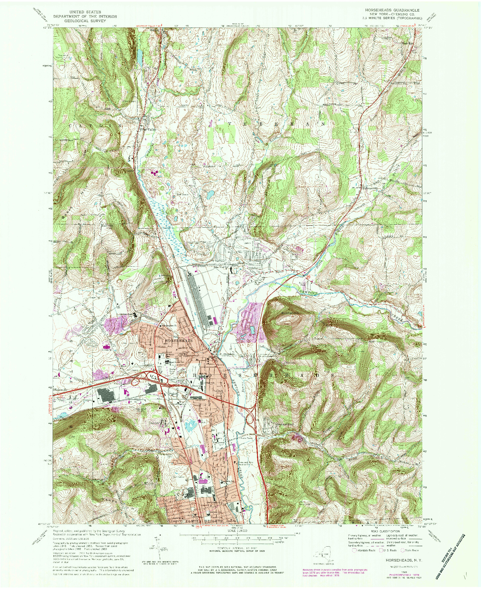 USGS 1:24000-SCALE QUADRANGLE FOR HORSEHEADS, NY 1978