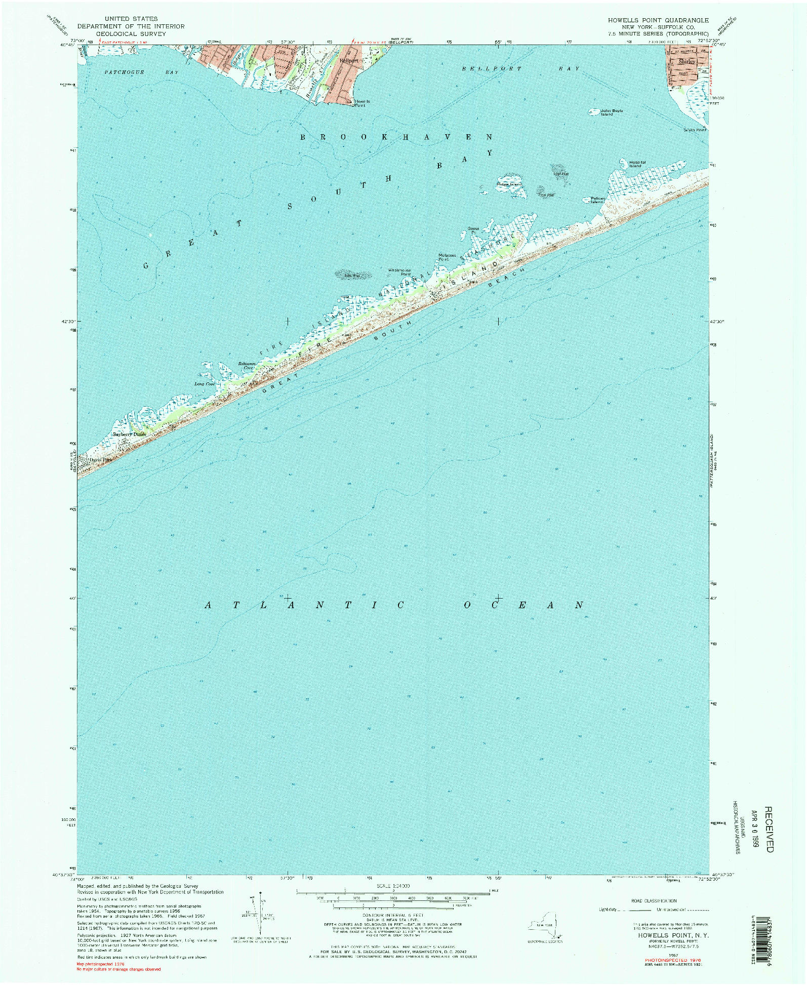 USGS 1:24000-SCALE QUADRANGLE FOR HOWELLS POINT, NY 1967