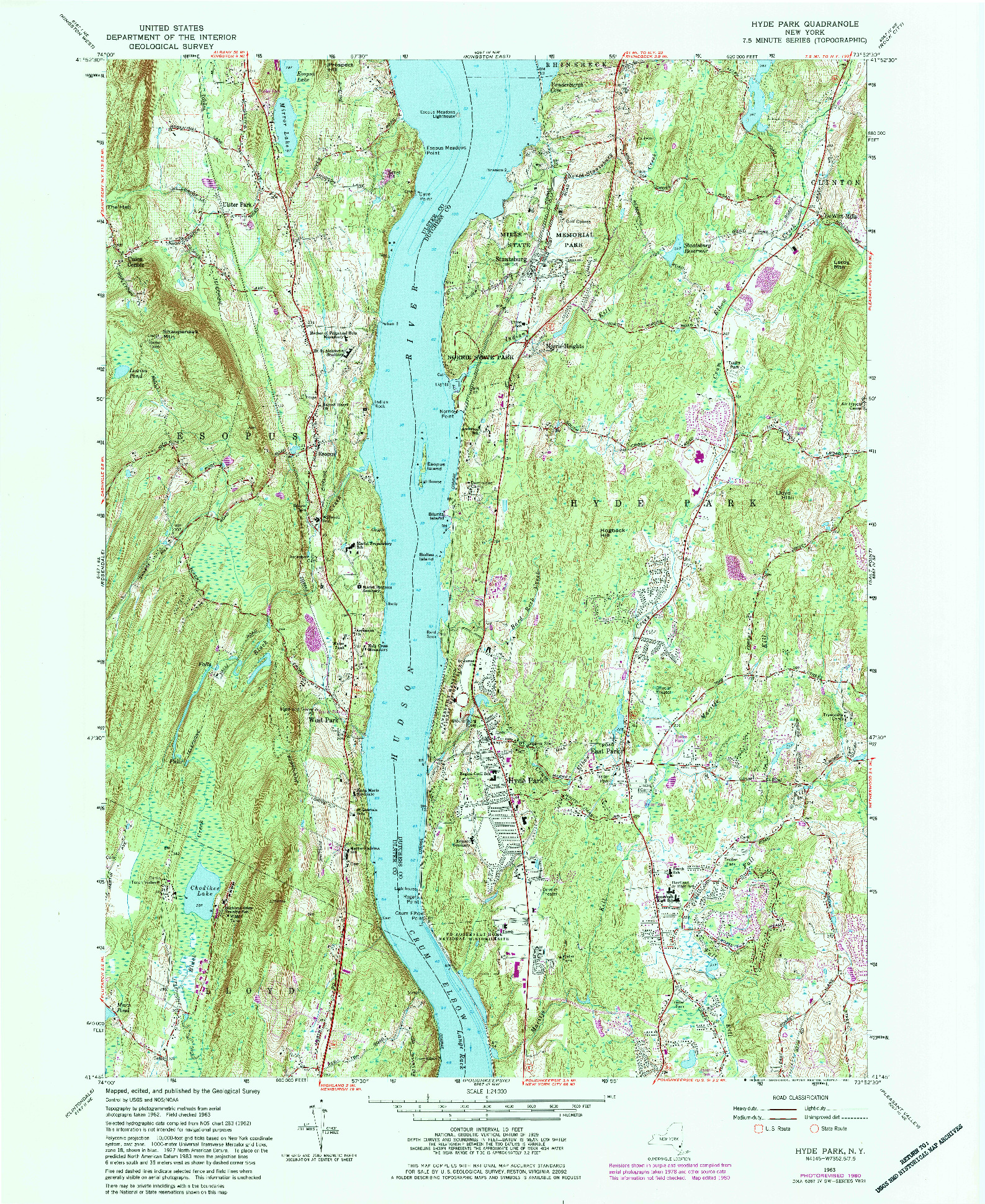 USGS 1:24000-SCALE QUADRANGLE FOR HYDE PARK, NY 1980