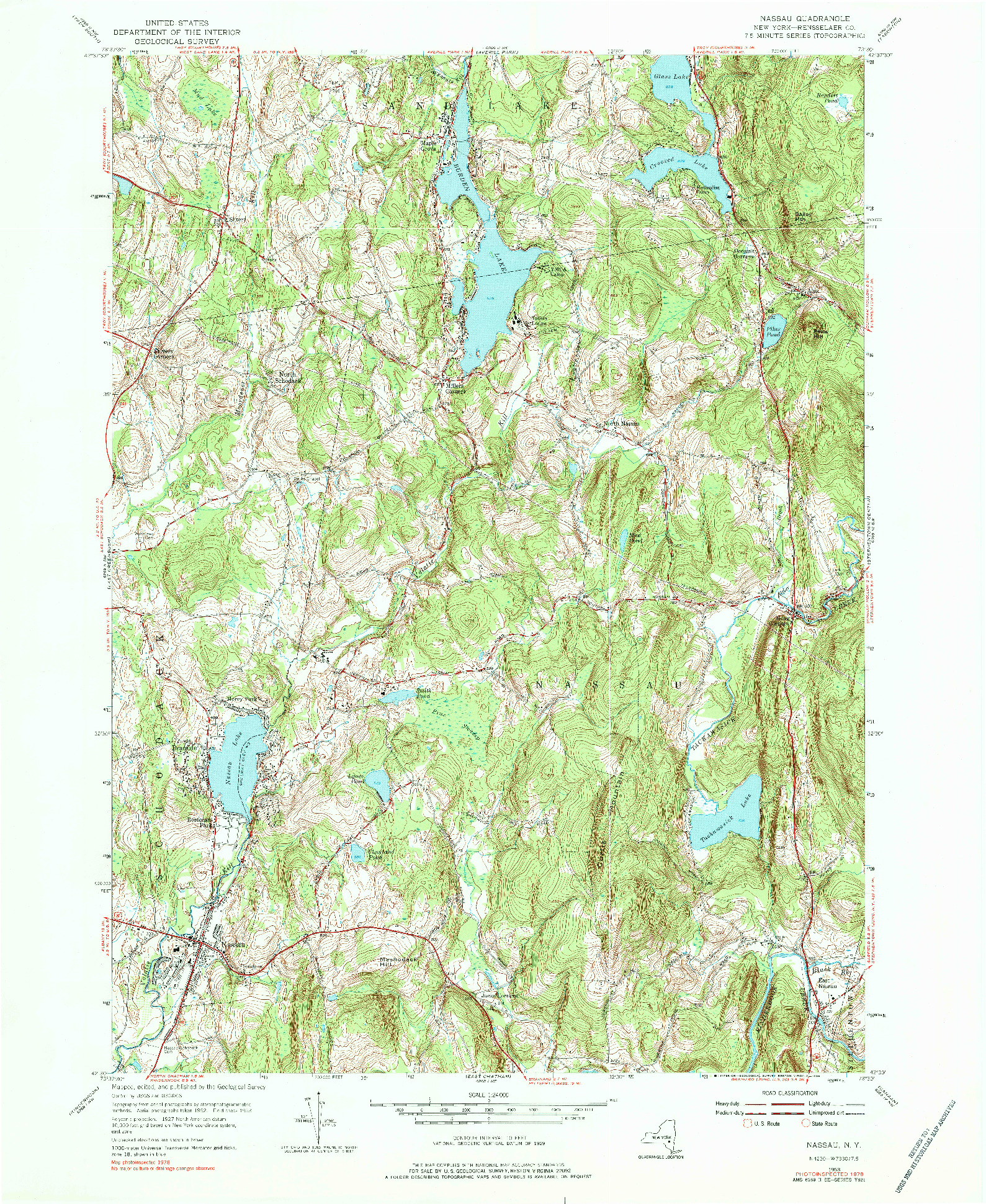 USGS 1:24000-SCALE QUADRANGLE FOR NASSAU, NY 1953