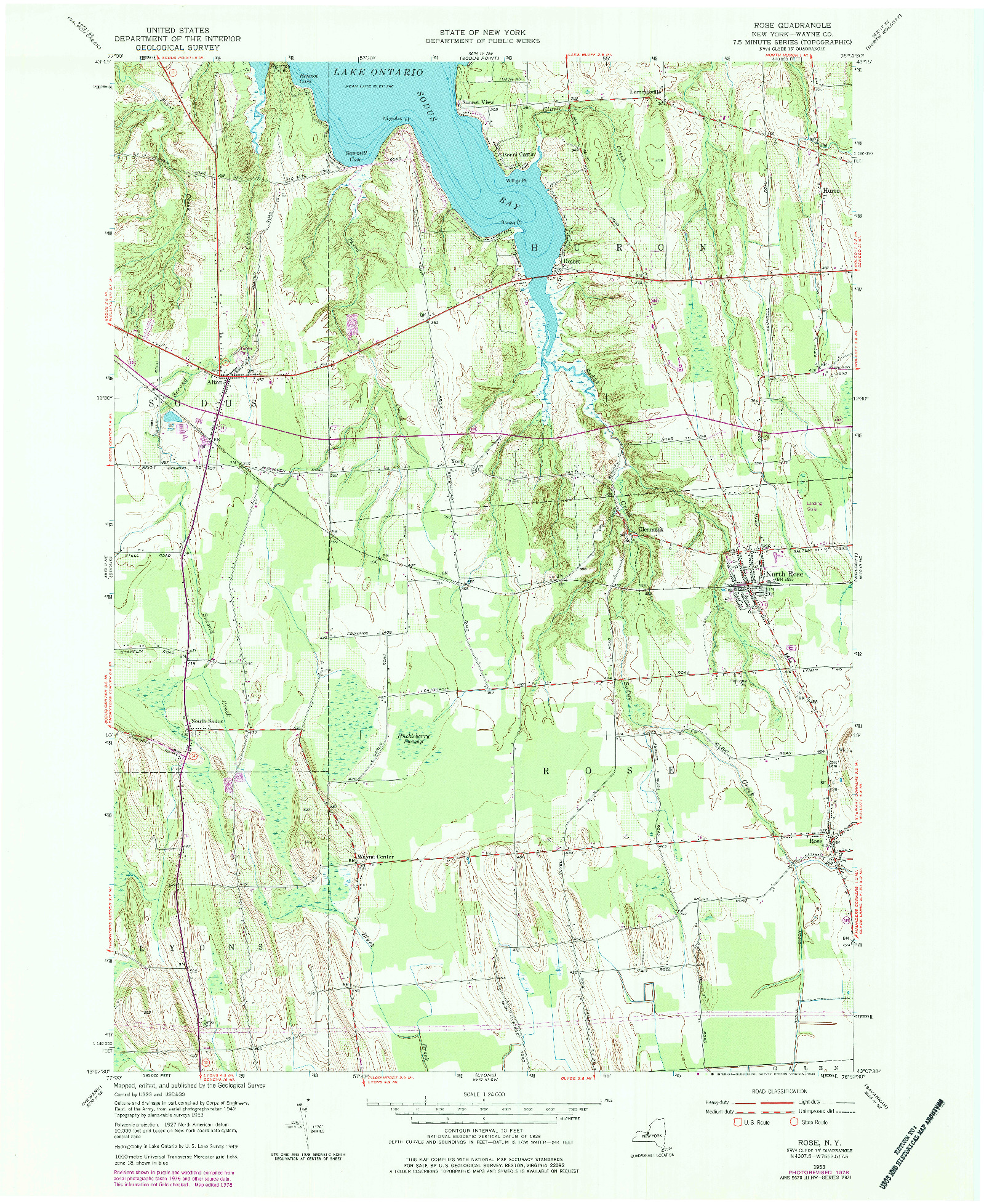 USGS 1:24000-SCALE QUADRANGLE FOR ROSE, NY 1953