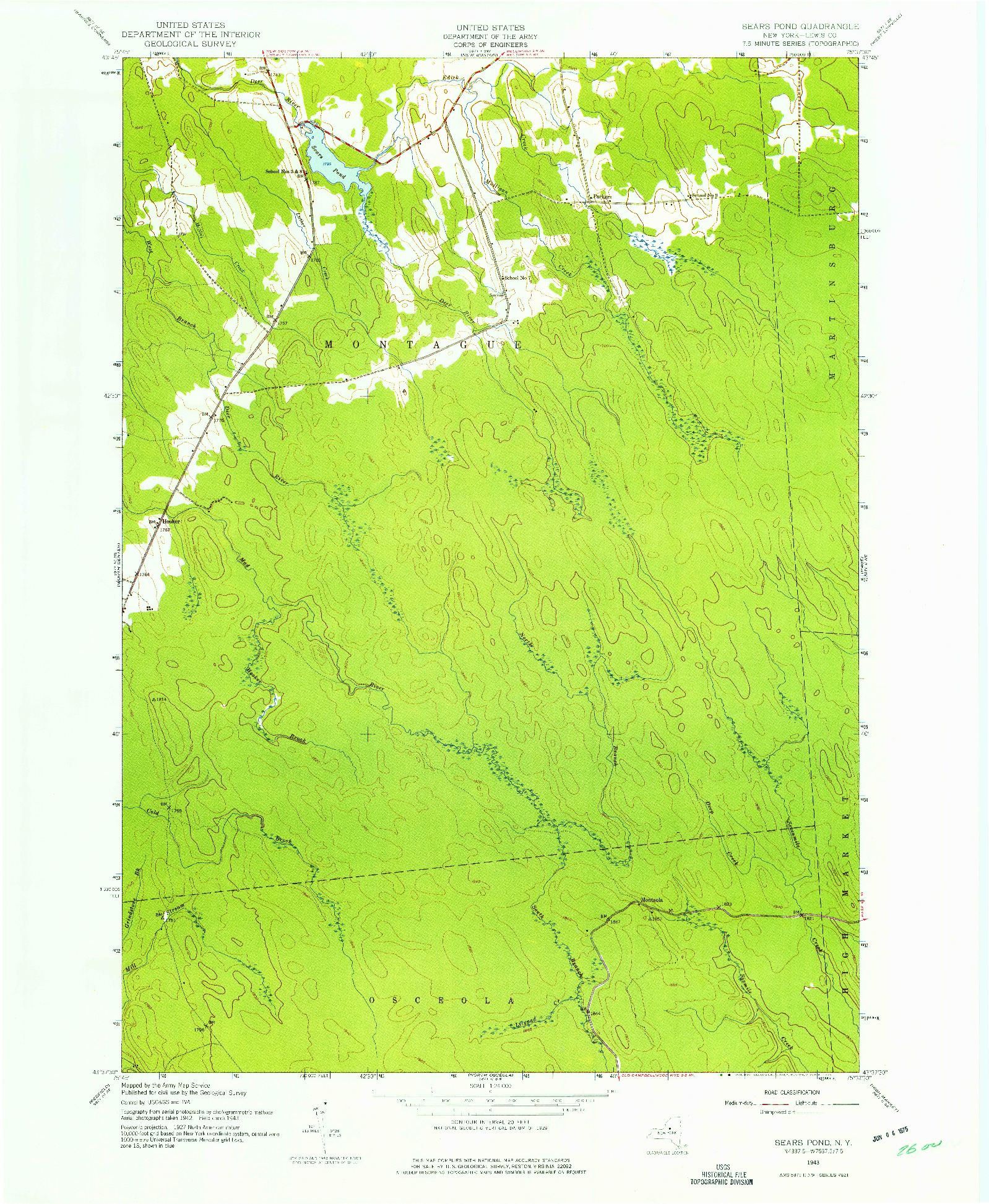 USGS 1:24000-SCALE QUADRANGLE FOR SEARS POND, NY 1943