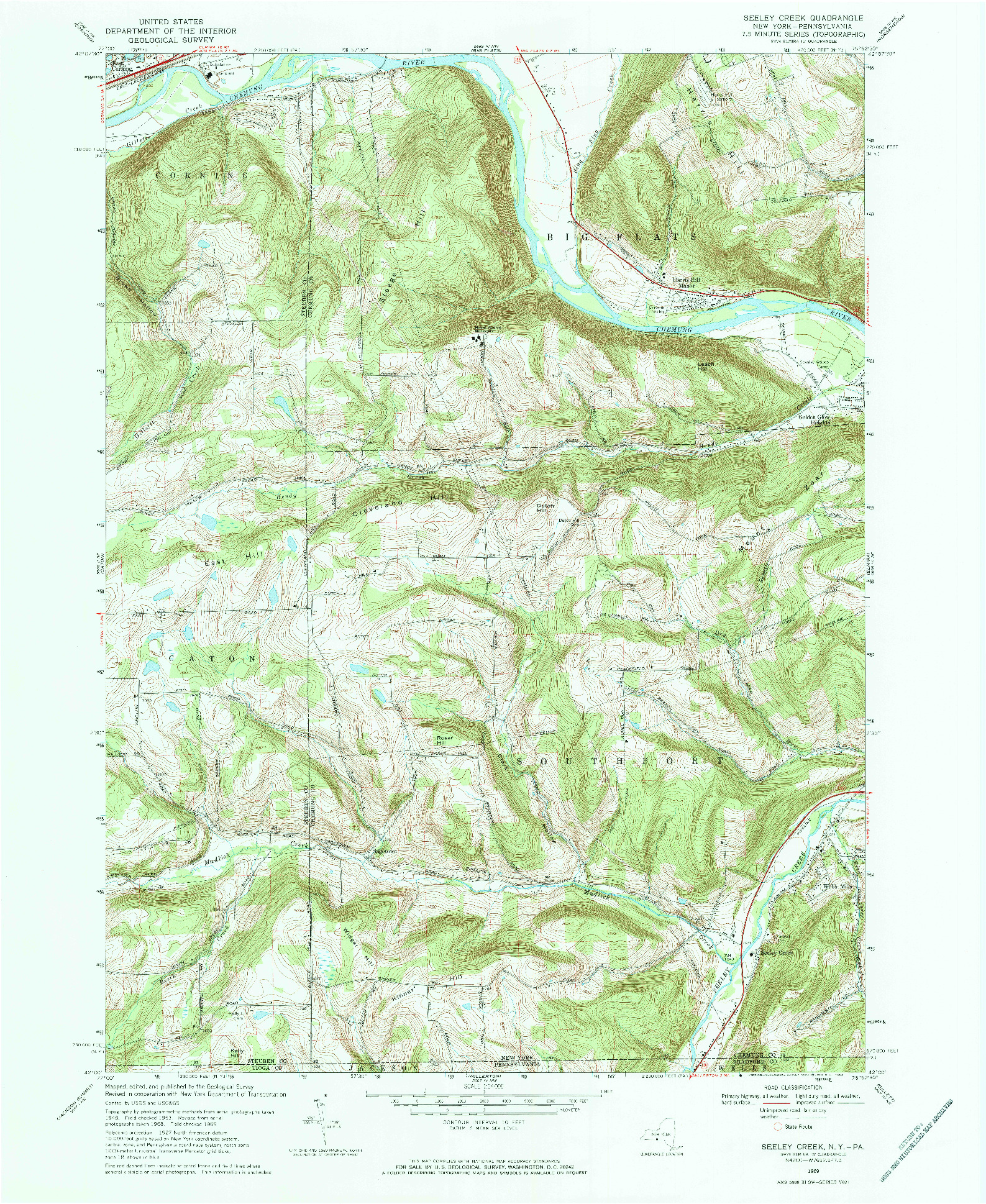 USGS 1:24000-SCALE QUADRANGLE FOR SEELEY CREEK, NY 1969