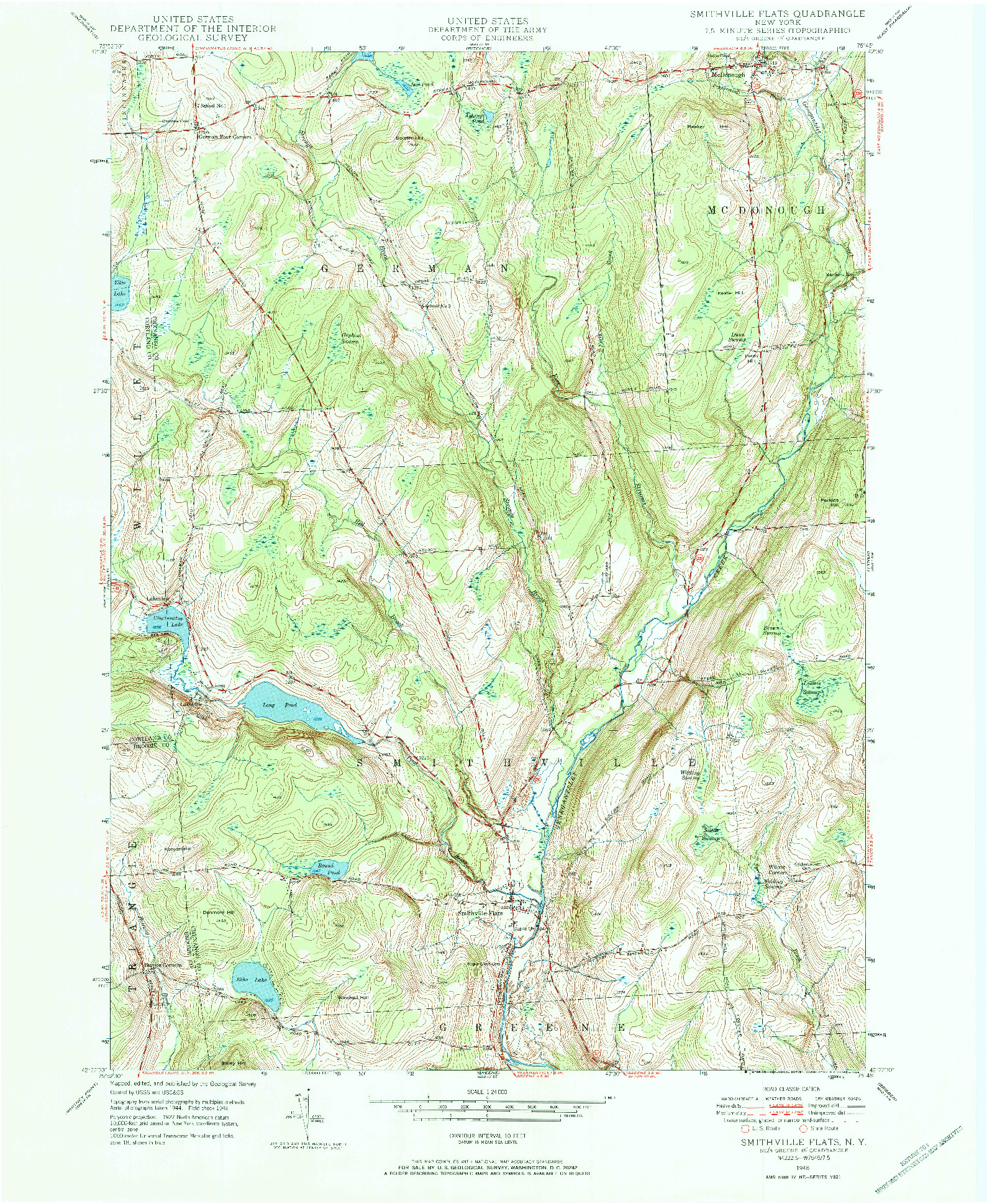USGS 1:24000-SCALE QUADRANGLE FOR SMITHVILLE FLATS, NY 1948
