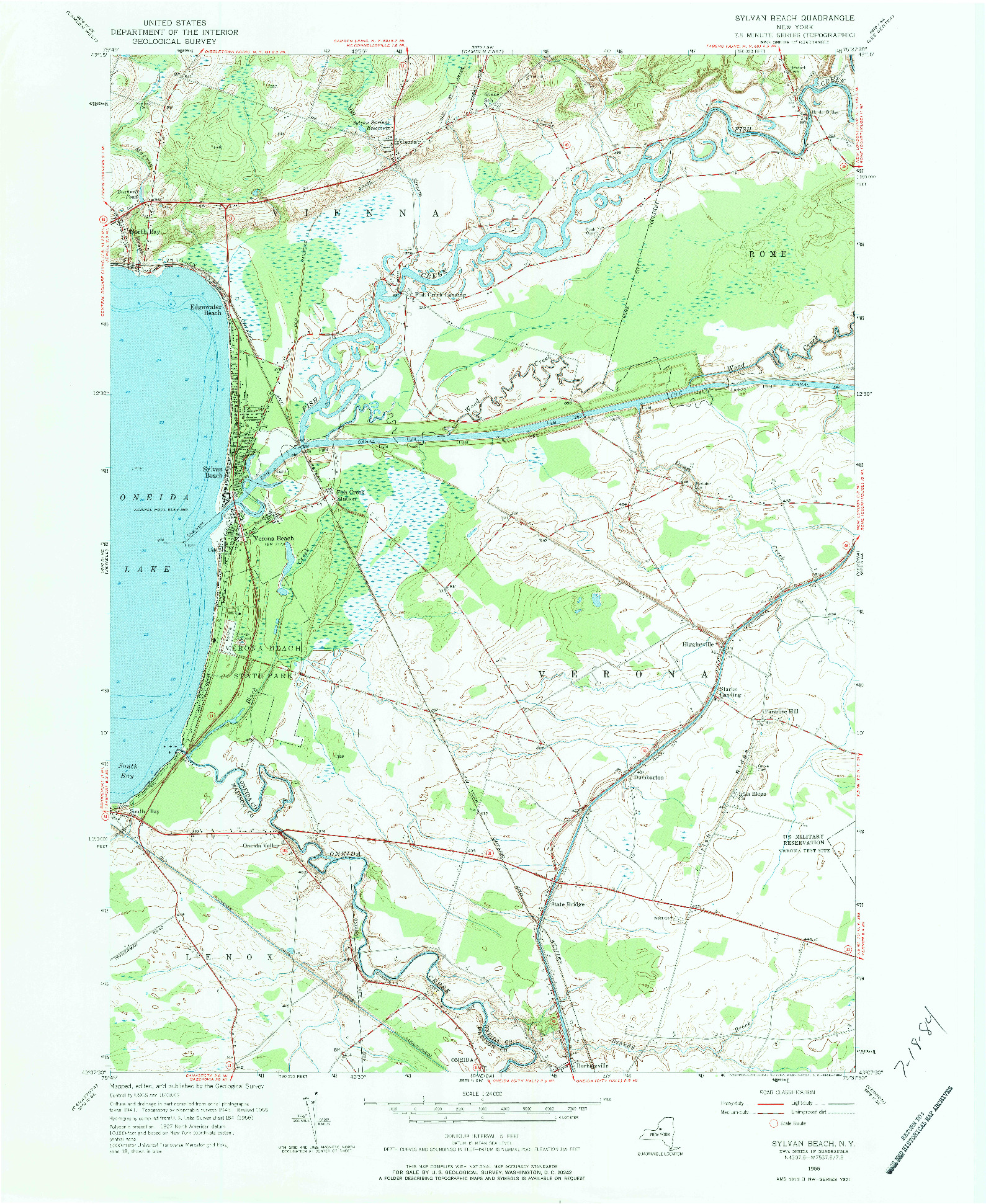 USGS 1:24000-SCALE QUADRANGLE FOR SYLVAN BEACH, NY 1955