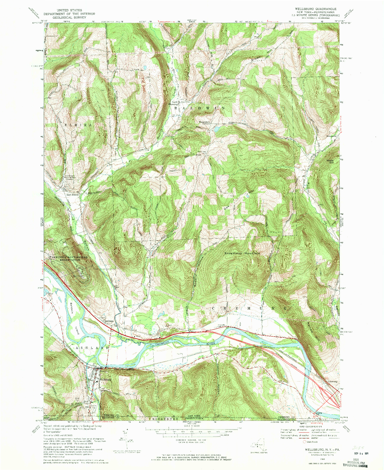 USGS 1:24000-SCALE QUADRANGLE FOR WELLSBURG, NY 1969