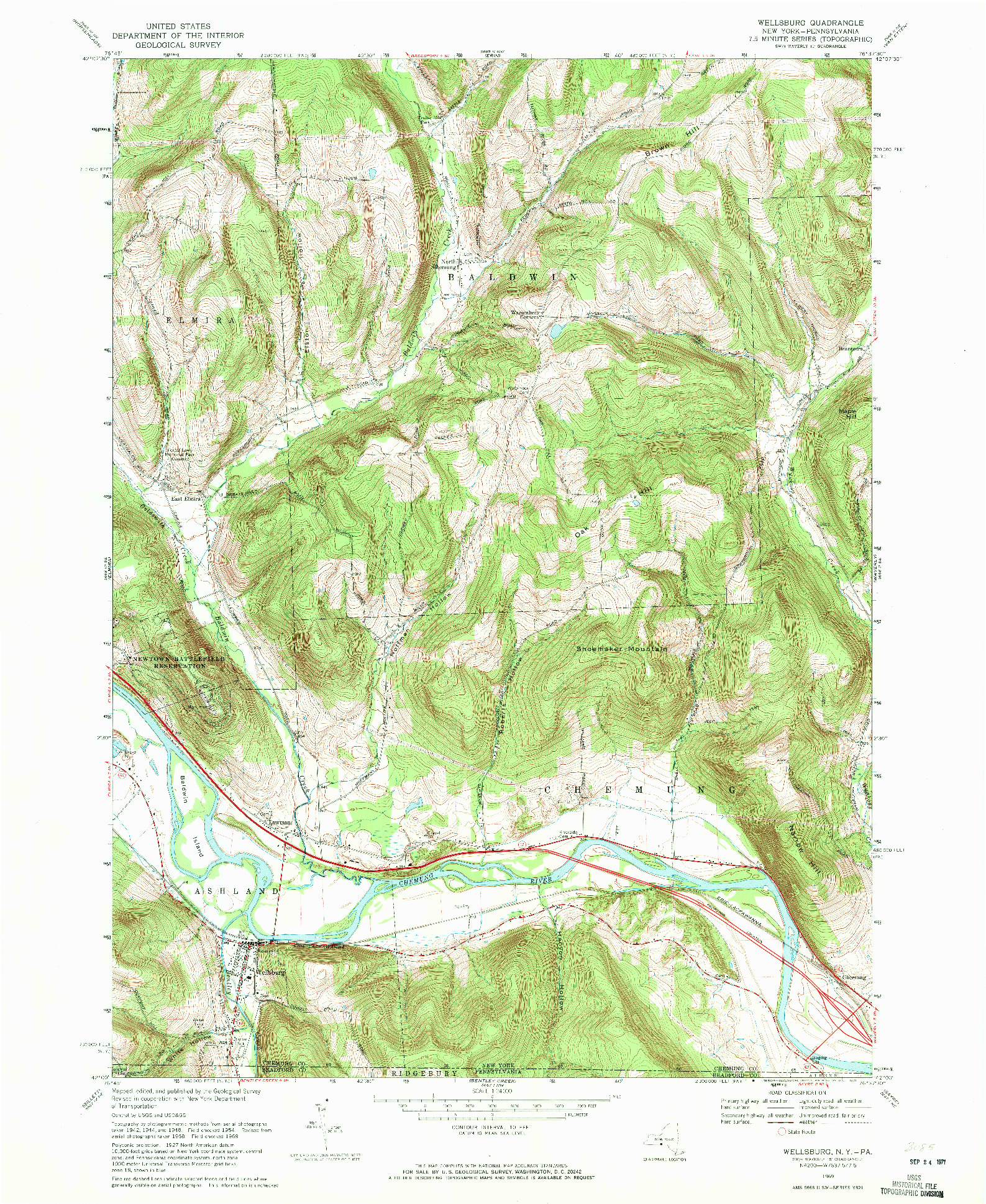 USGS 1:24000-SCALE QUADRANGLE FOR WELLSBURG, NY 1969