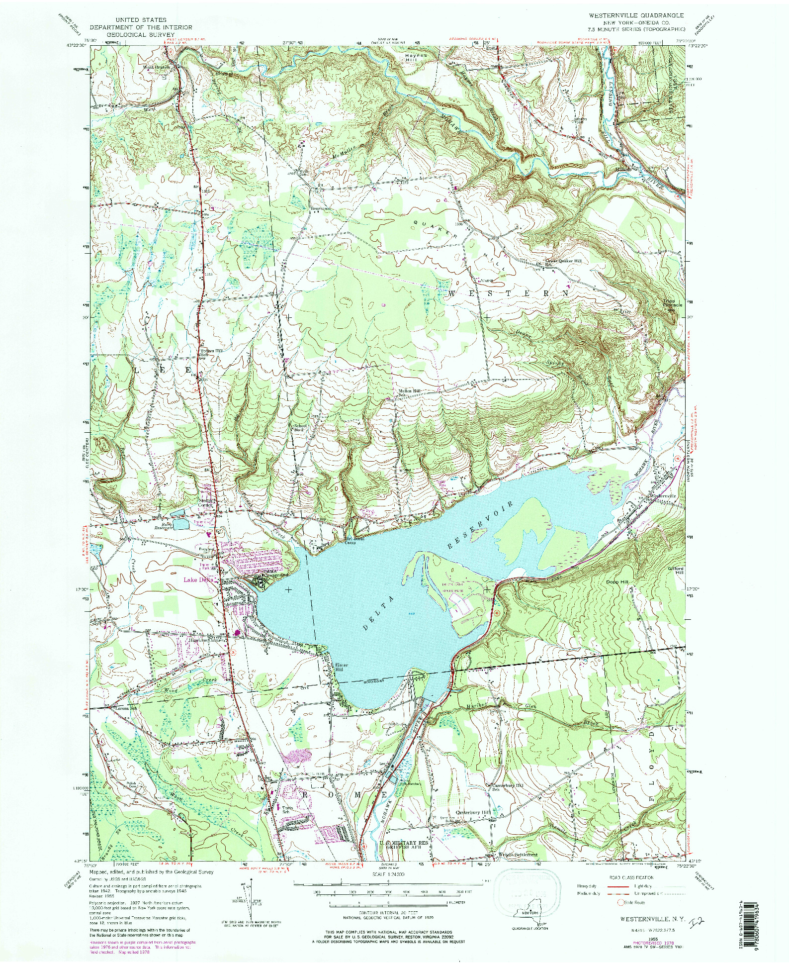 USGS 1:24000-SCALE QUADRANGLE FOR WESTERNVILLE, NY 1955