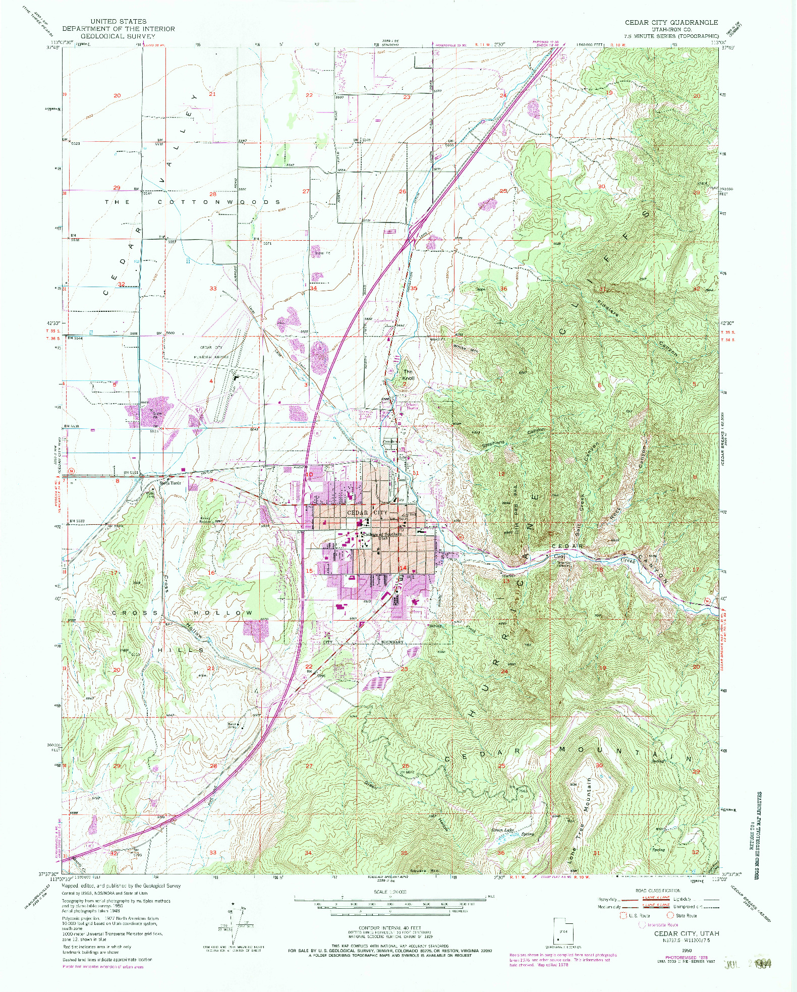 USGS 1:24000-SCALE QUADRANGLE FOR CEDAR CITY, UT 1950