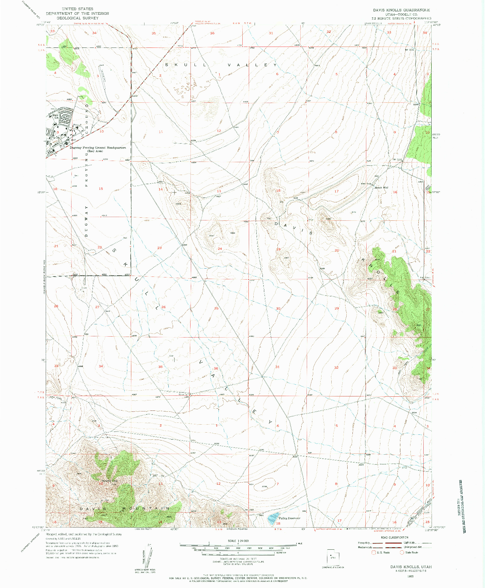 USGS 1:24000-SCALE QUADRANGLE FOR DAVIS KNOLLS, UT 1955