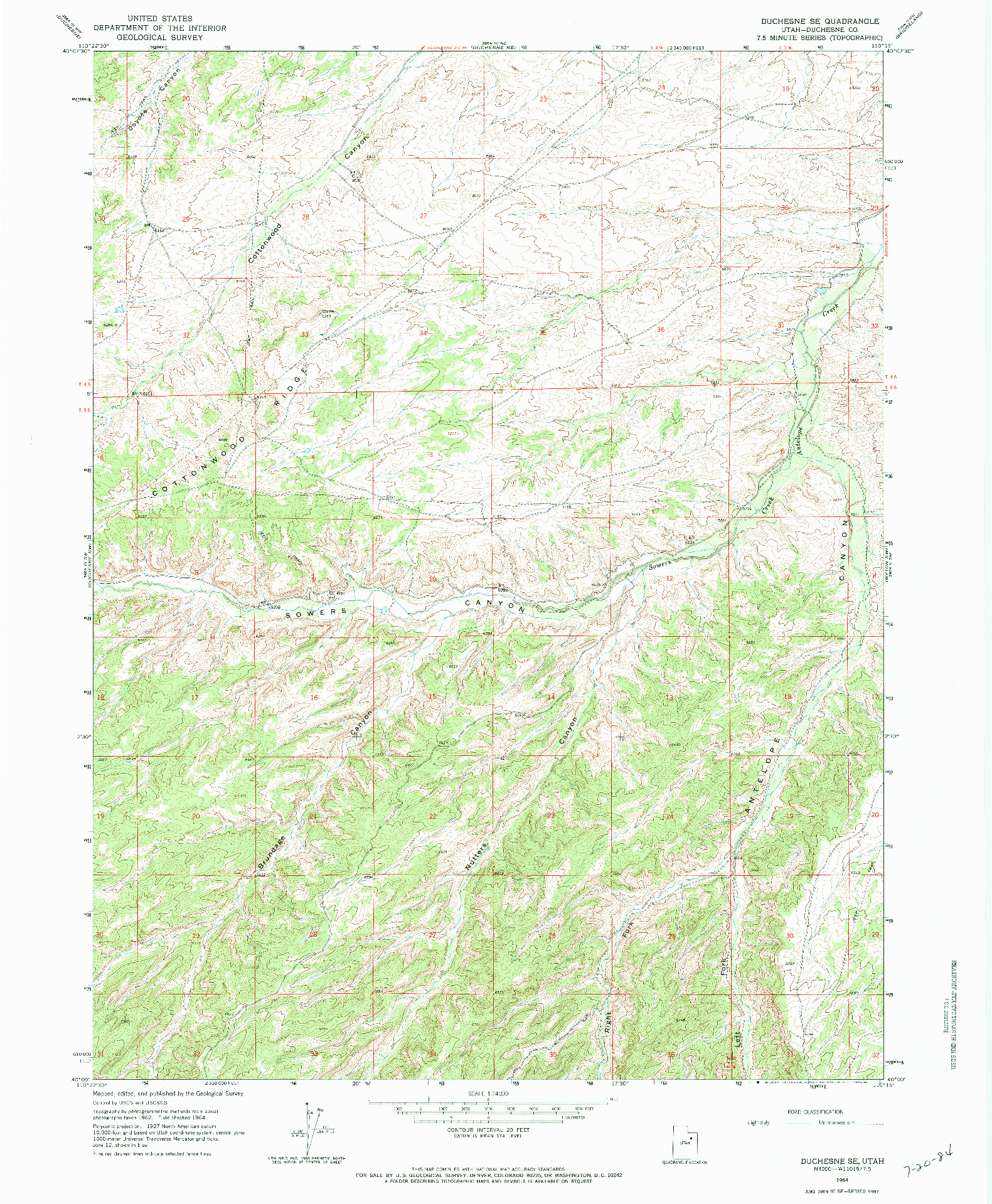 USGS 1:24000-SCALE QUADRANGLE FOR DUCHESNE SE, UT 1964