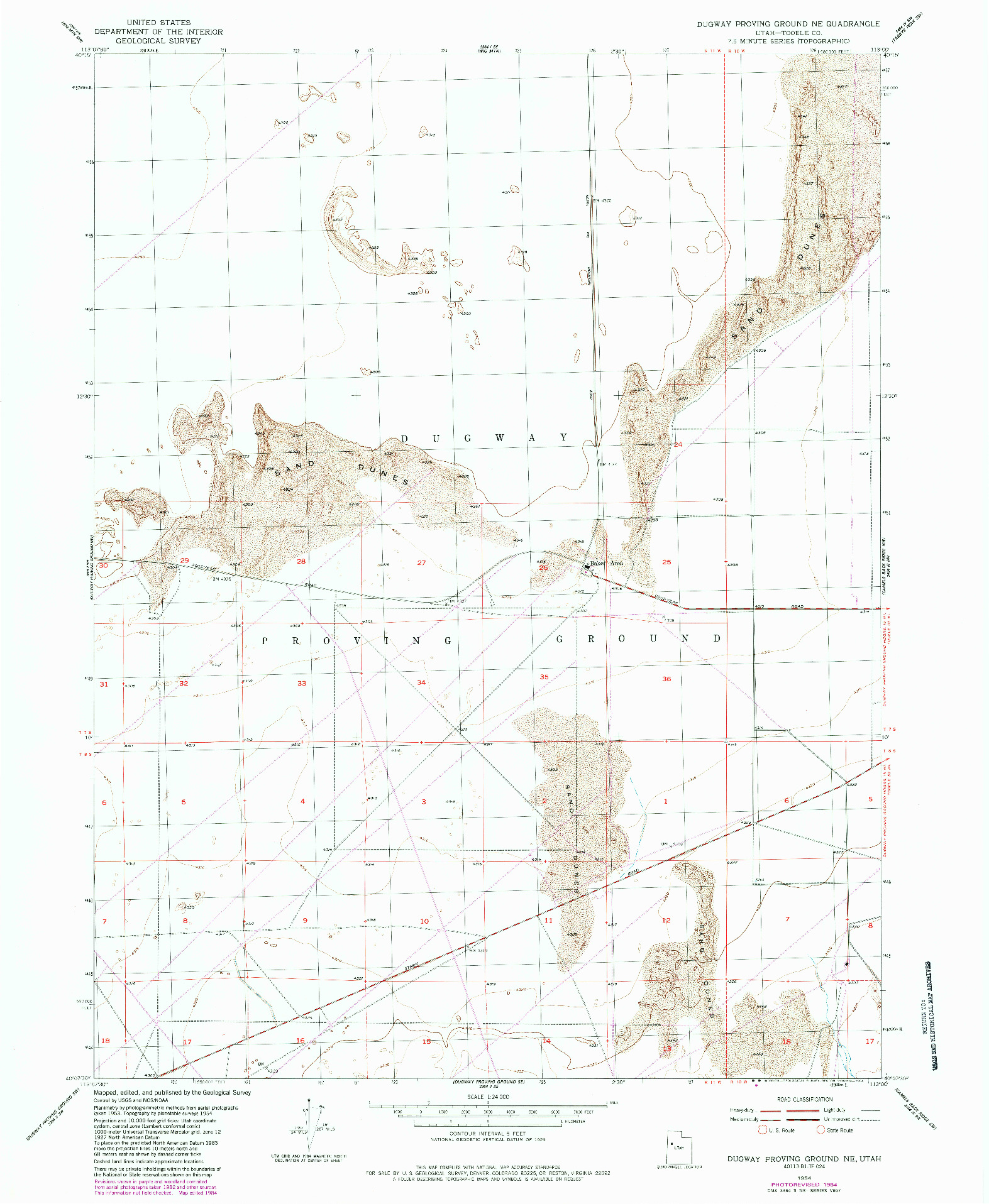 USGS 1:24000-SCALE QUADRANGLE FOR DUGWAY PROVING GROUND NE, UT 1954