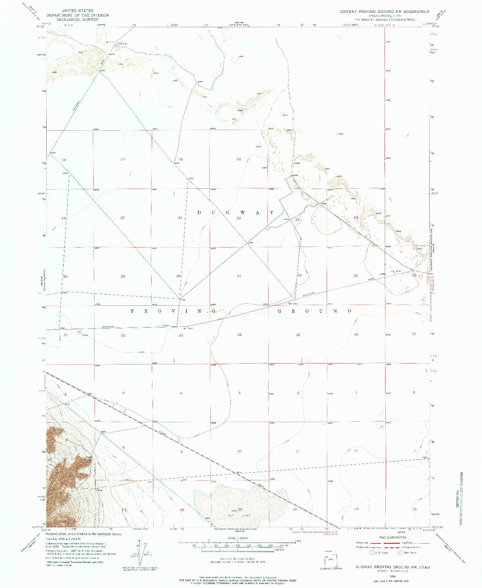 USGS 1:24000-SCALE QUADRANGLE FOR DUGWAY PROVING GROUND NW, UT 1954